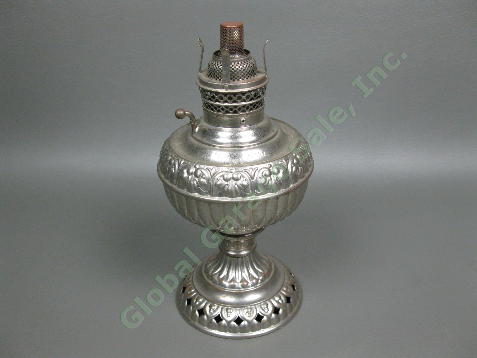 Rare Vintage Antique Tiny Juno Ornate Brass Kerosene Oil Finger Lamp Made In USA