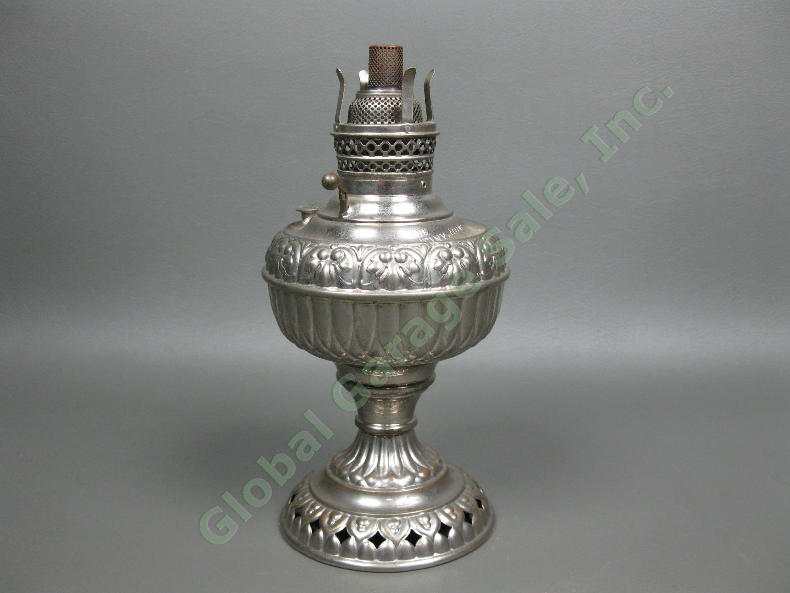 Rare Vintage Antique Tiny Juno Ornate Brass Kerosene Oil Finger Lamp Made In USA 5