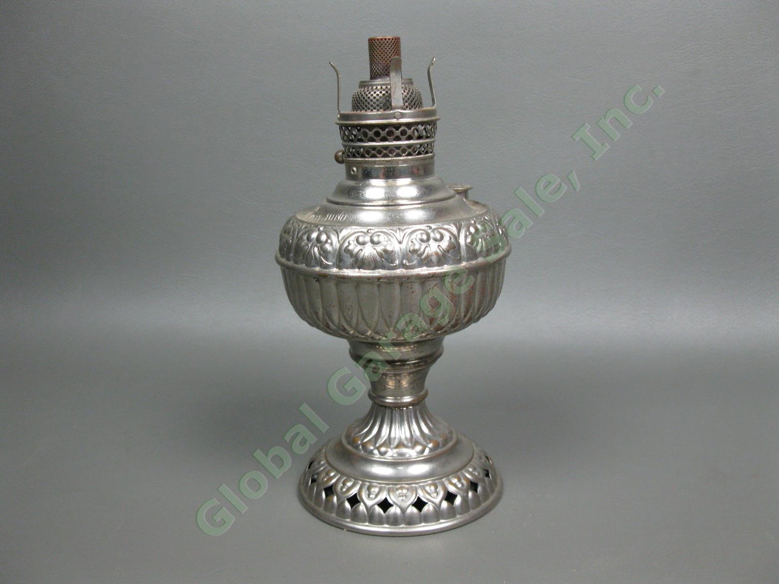 Rare Vintage Antique Tiny Juno Ornate Brass Kerosene Oil Finger Lamp Made In USA 6