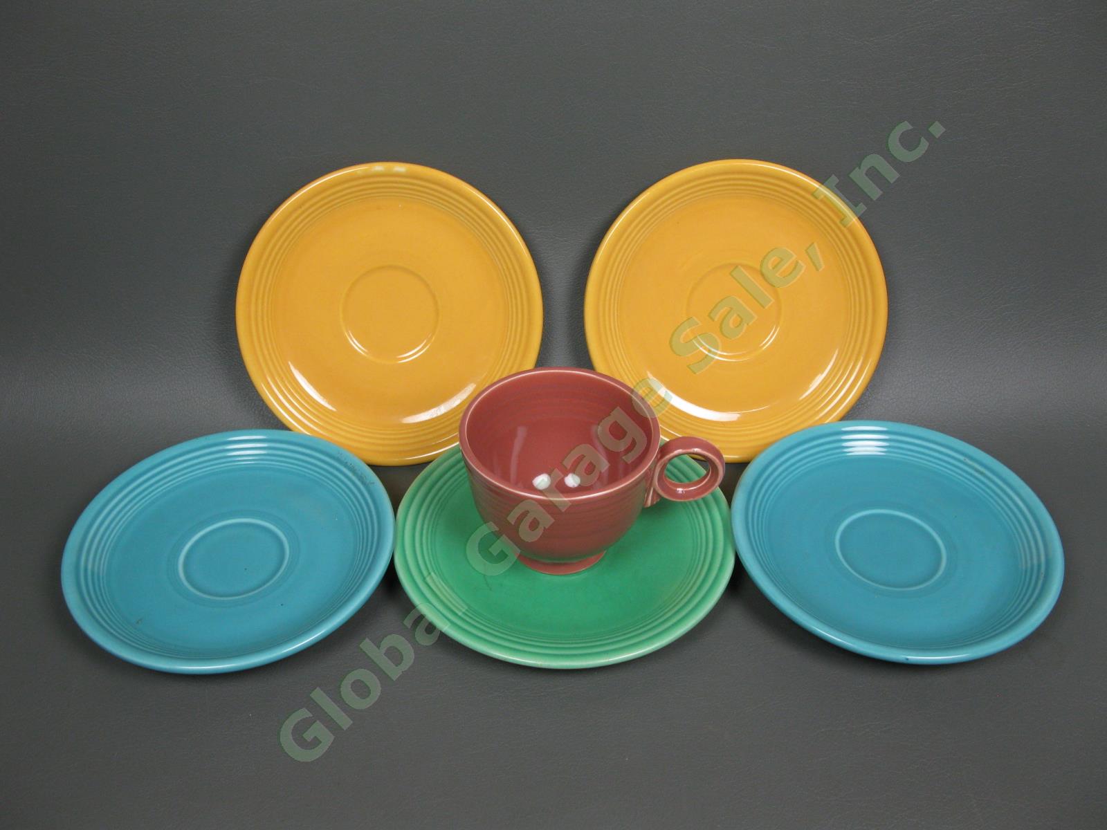 Fiestaware Howard Laughlin Tea/Coffee Cup & 5 Saucers Lot Fiesta Assorted Colors