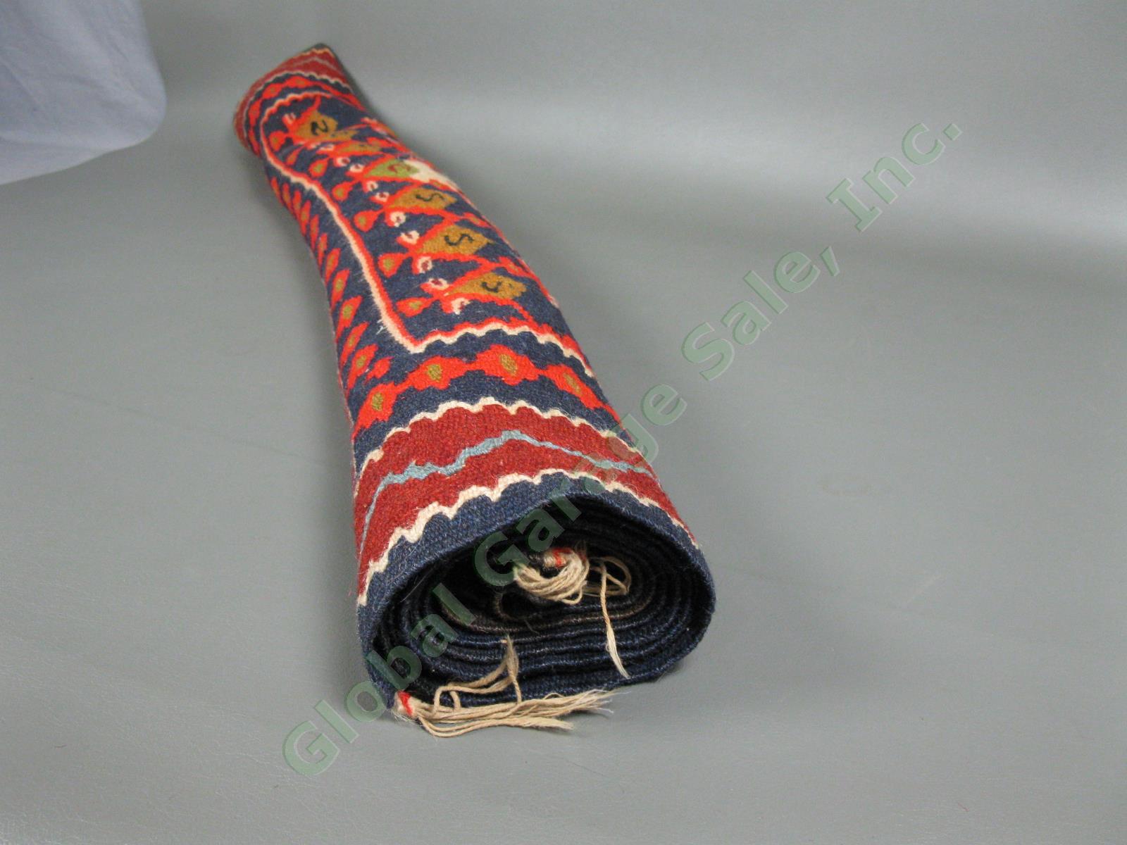 Vintage Antique Persian Kurdish Senneh Kilim Flat-Weave Wool Rug Carpet 3