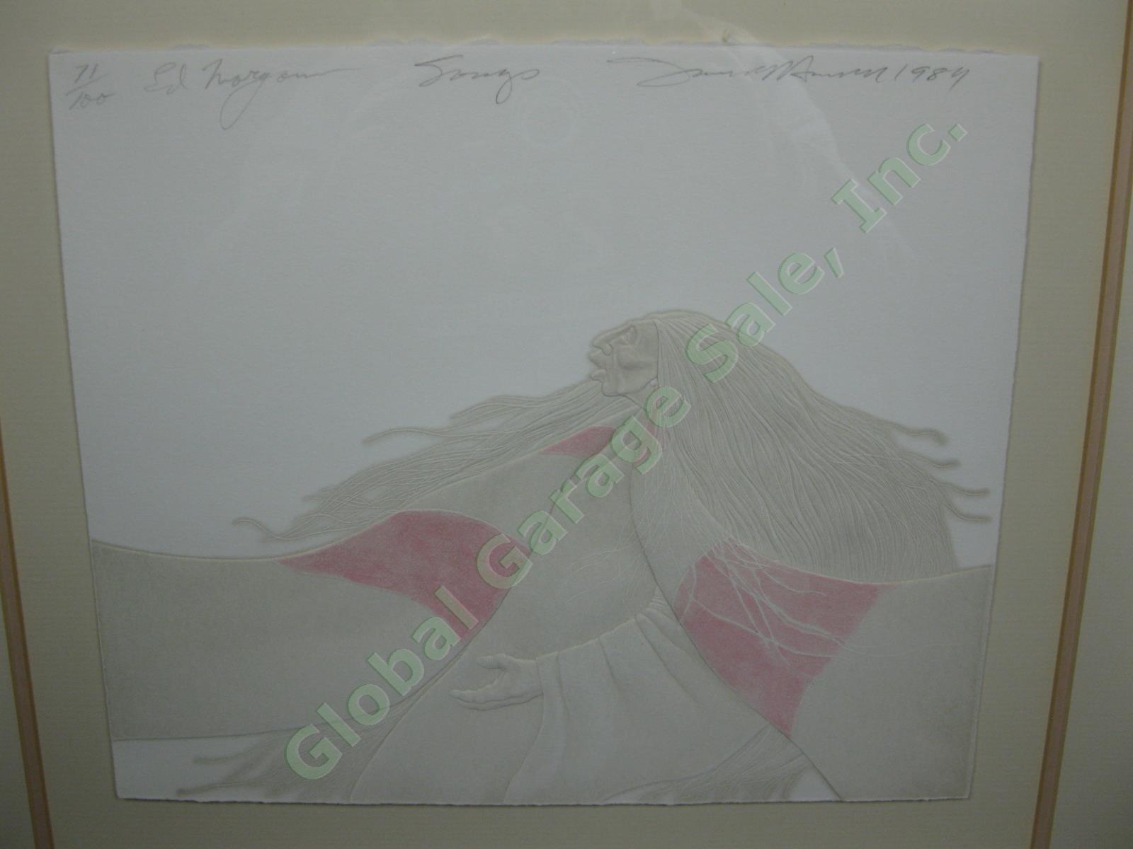 Ed Morgan Frank Howell Signed SONGS Embossed Lithograph Native American Print NR 1
