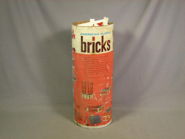 Vintage Playskool American Plastic Brick Canister Set 755 Halsam Building Blocks 2