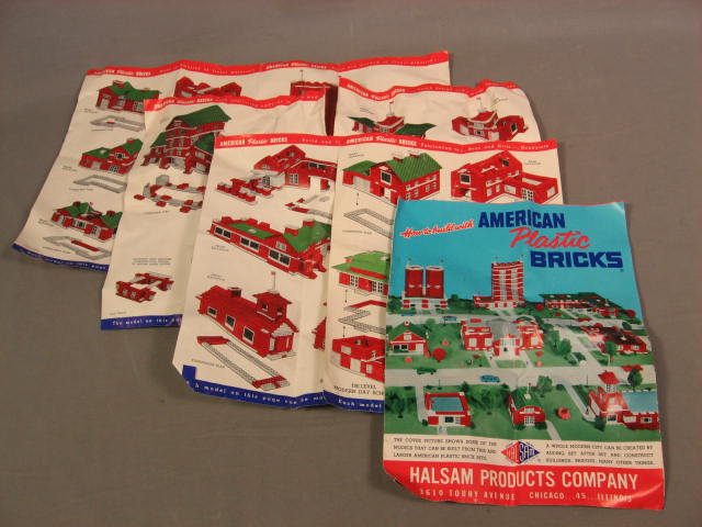 Vintage Playskool American Plastic Brick Canister Set 755 Halsam Building Blocks 9
