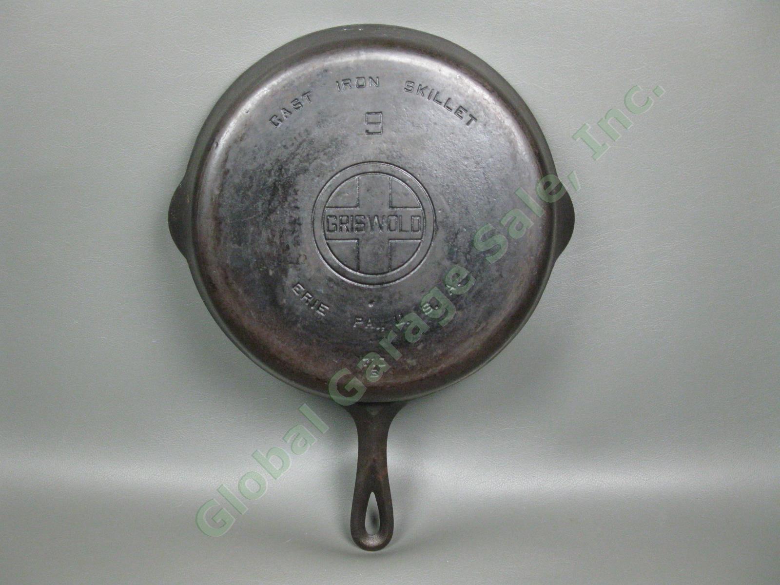 Vintage Griswold No-9 710-B Large Cast Iron Frying Pan Skillet Cookware Erie PA