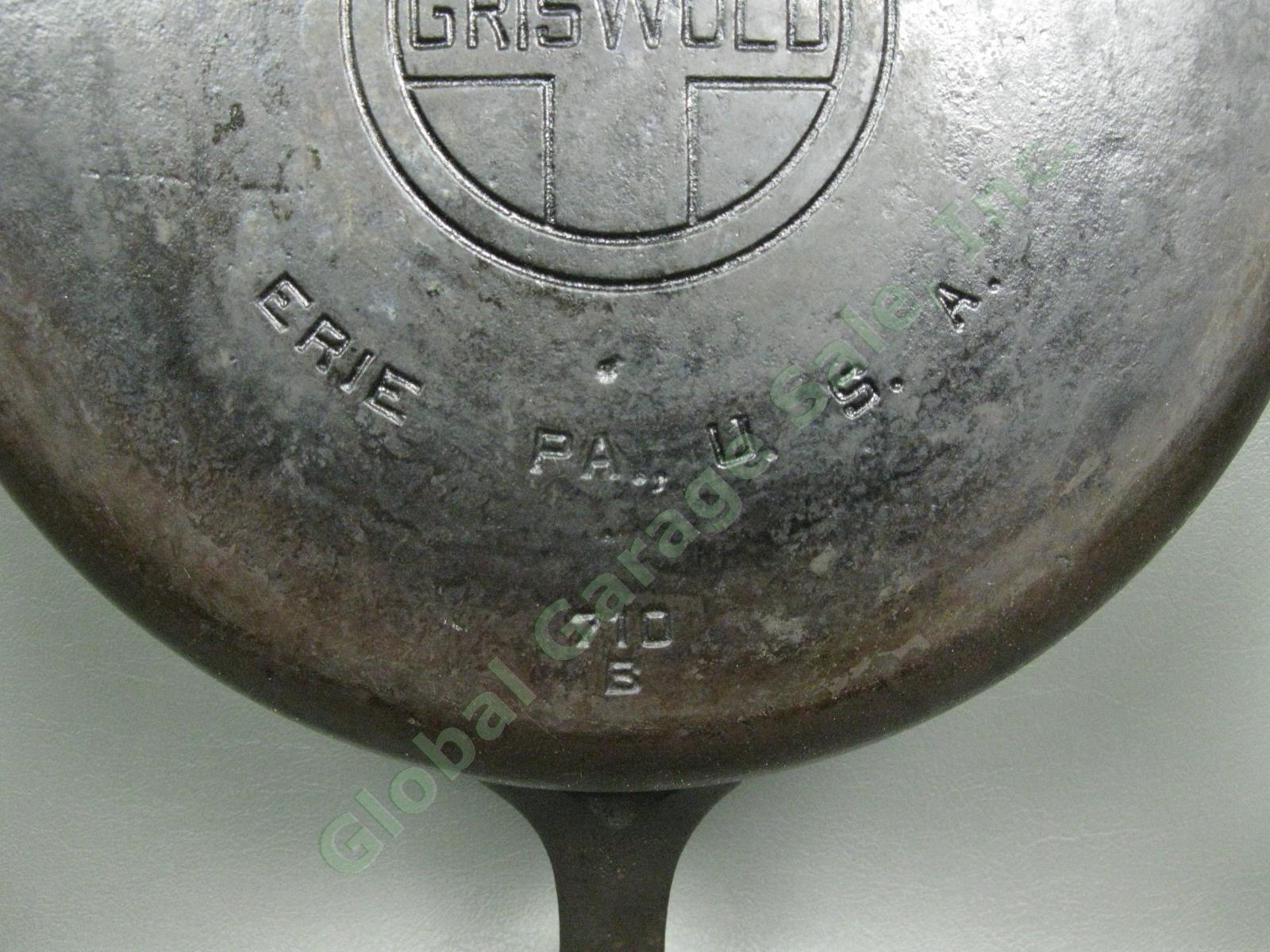 Vintage Griswold No-9 710-B Large Cast Iron Frying Pan Skillet Cookware Erie PA 3