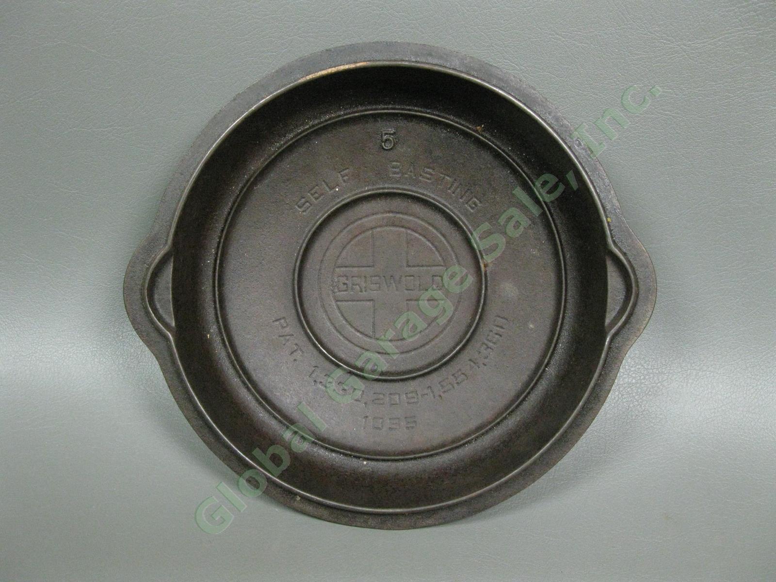 Vintage Griswold No-5 1095 Cast Iron Self-Basting Dutch Oven Lid Cover Cookware