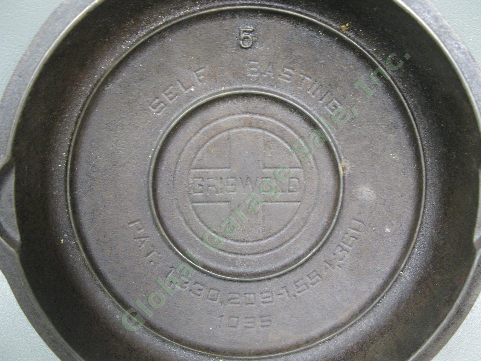 Vintage Griswold No-5 1095 Cast Iron Self-Basting Dutch Oven Lid Cover Cookware 2