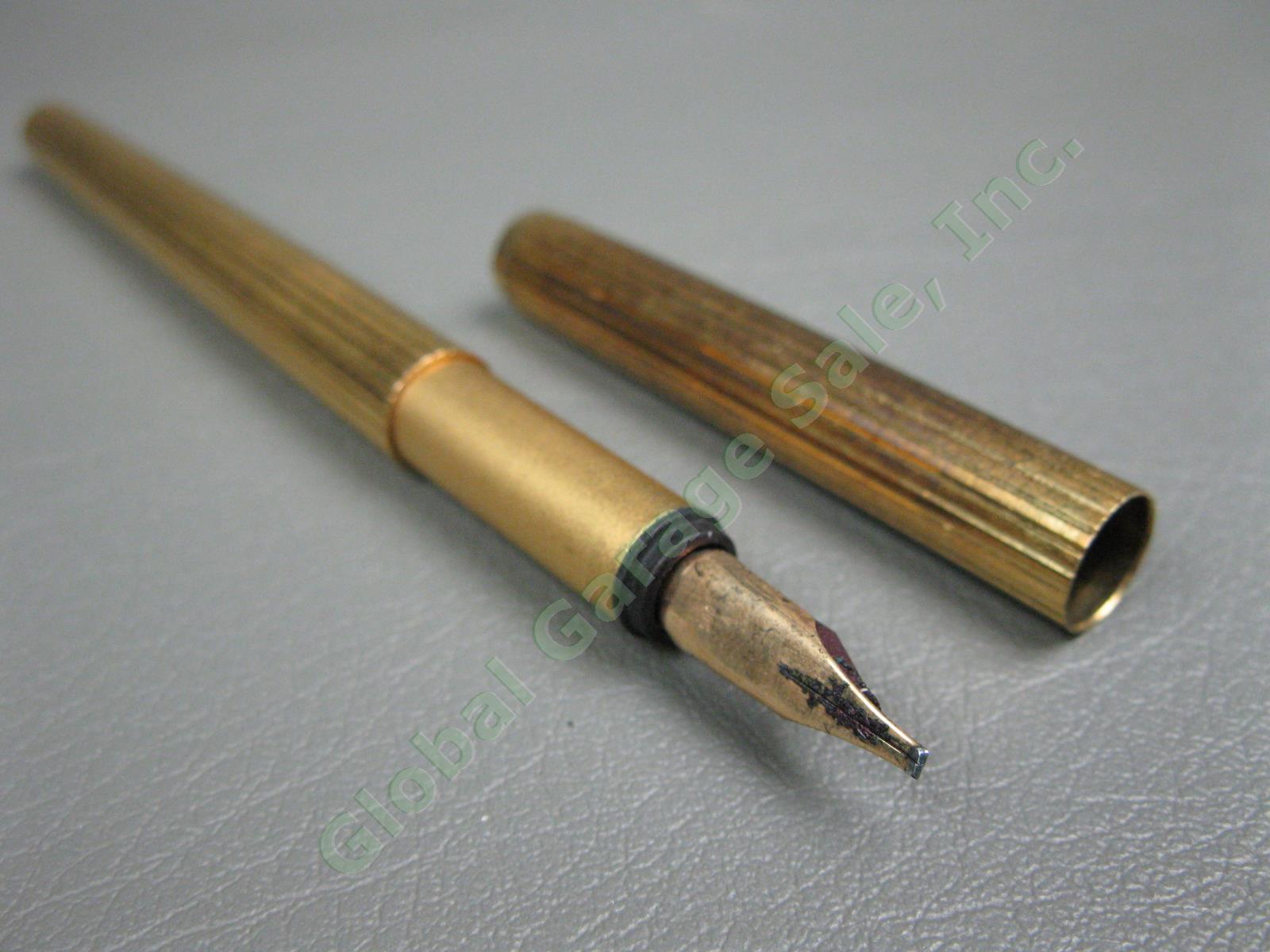 Vtg Montblanc Pinstripe Gold Fountain Ballpoint Felt Tip Pen Set 14k Nib 585 NR! 5
