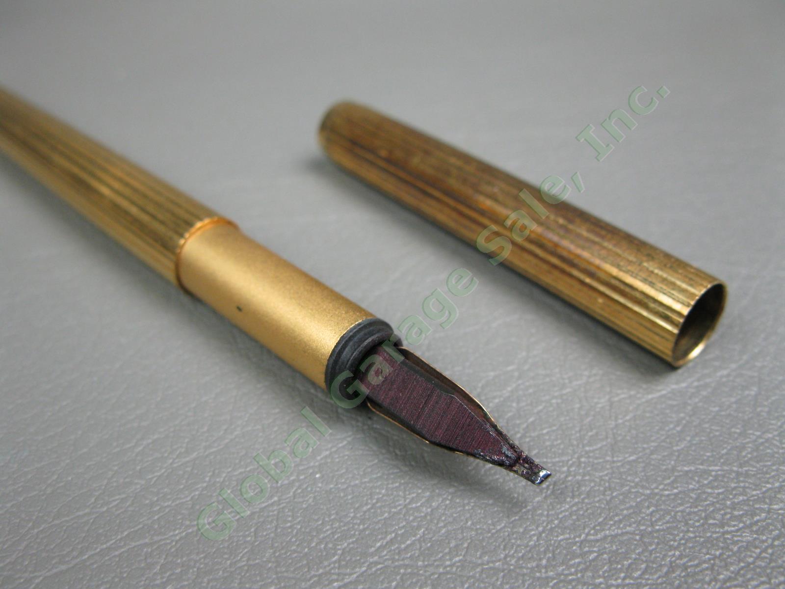 Vtg Montblanc Pinstripe Gold Fountain Ballpoint Felt Tip Pen Set 14k Nib 585 NR! 6