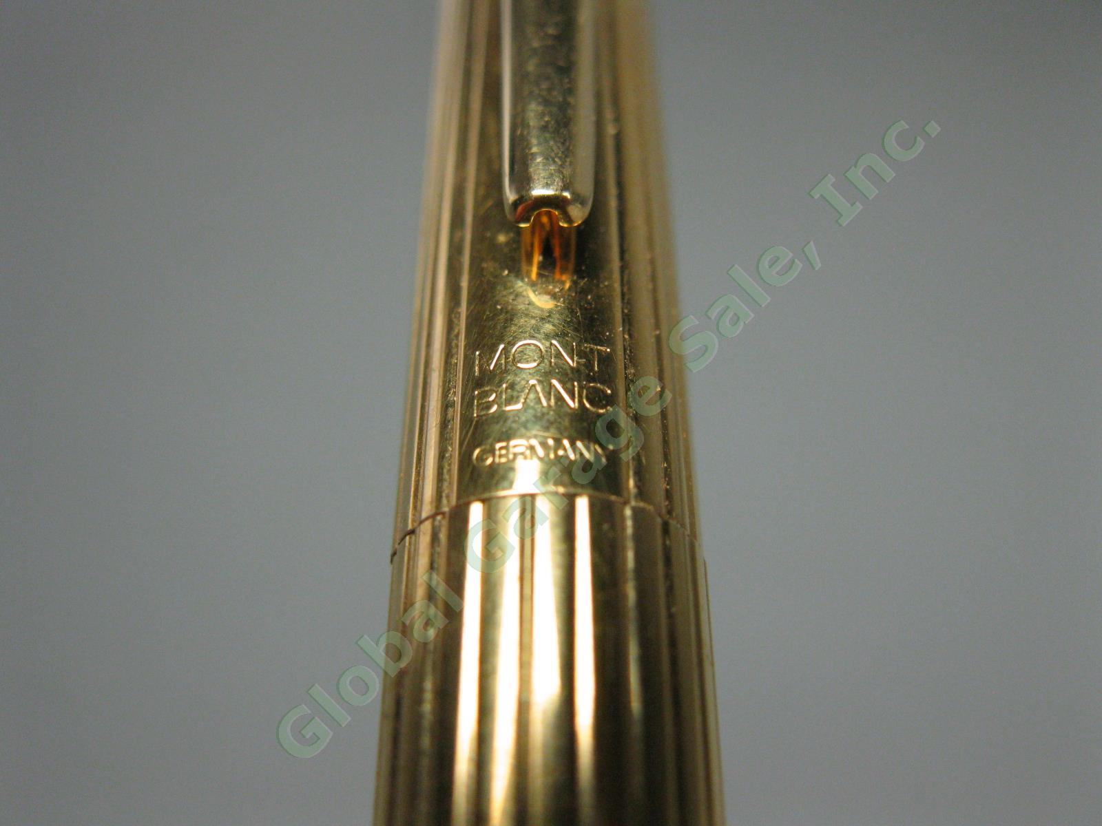 Vtg Montblanc Pinstripe Gold Fountain Ballpoint Felt Tip Pen Set 14k Nib 585 NR! 9