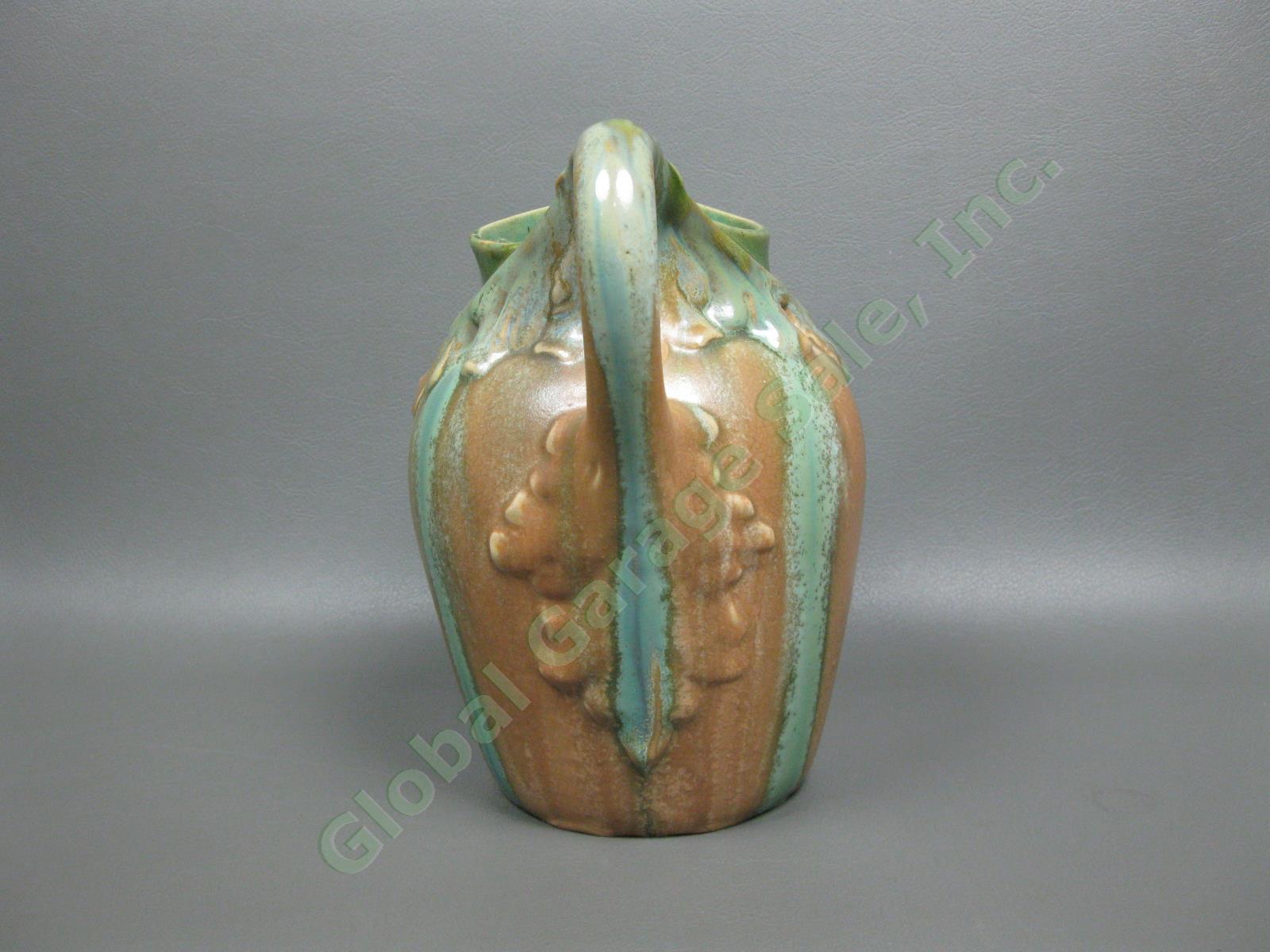 Vintage Wasmuel Majolica 2114 Art Nouveau Pottery Pitcher Drip Glaze Belgium 3