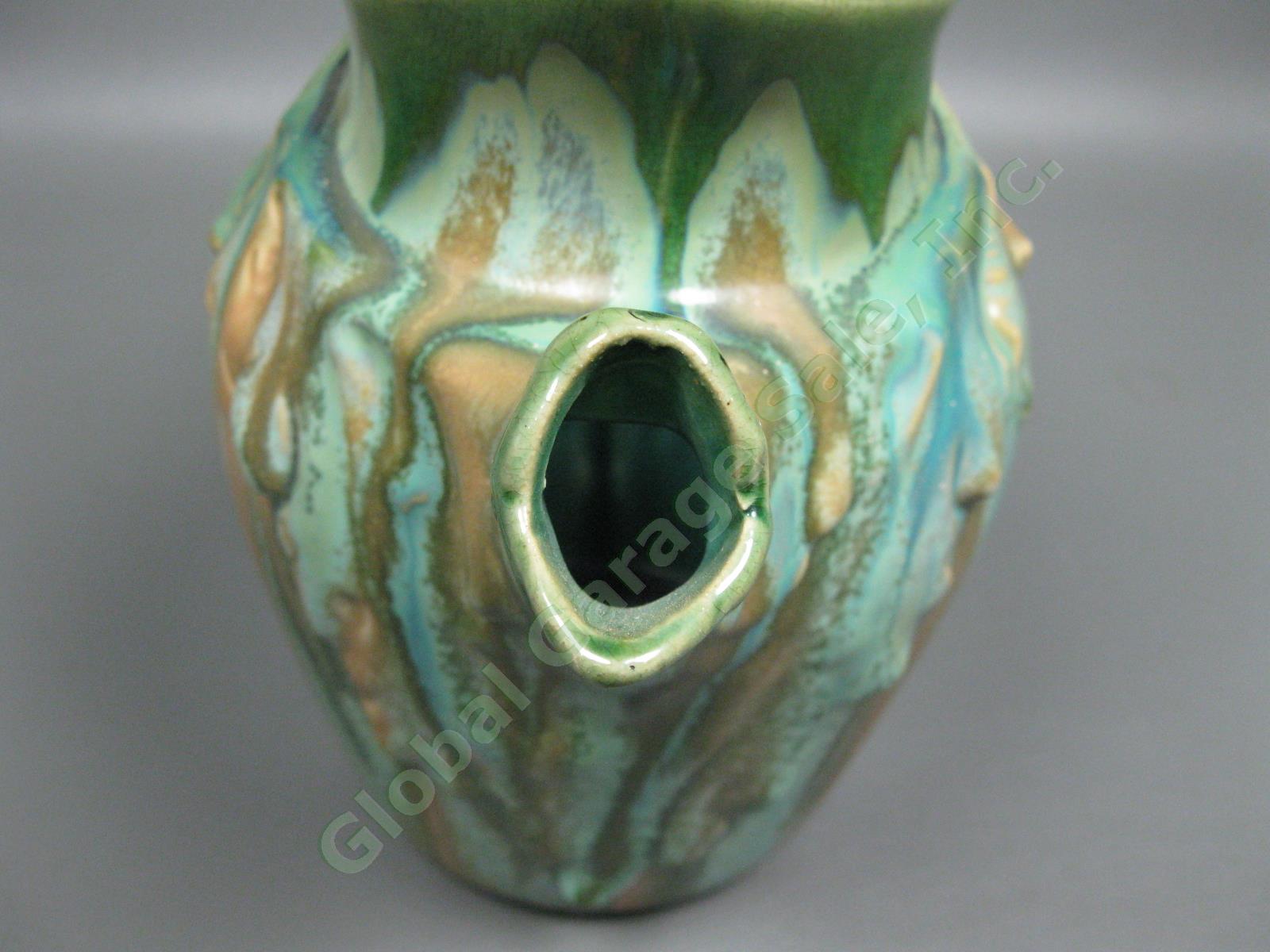 Vintage Wasmuel Majolica 2114 Art Nouveau Pottery Pitcher Drip Glaze Belgium 6