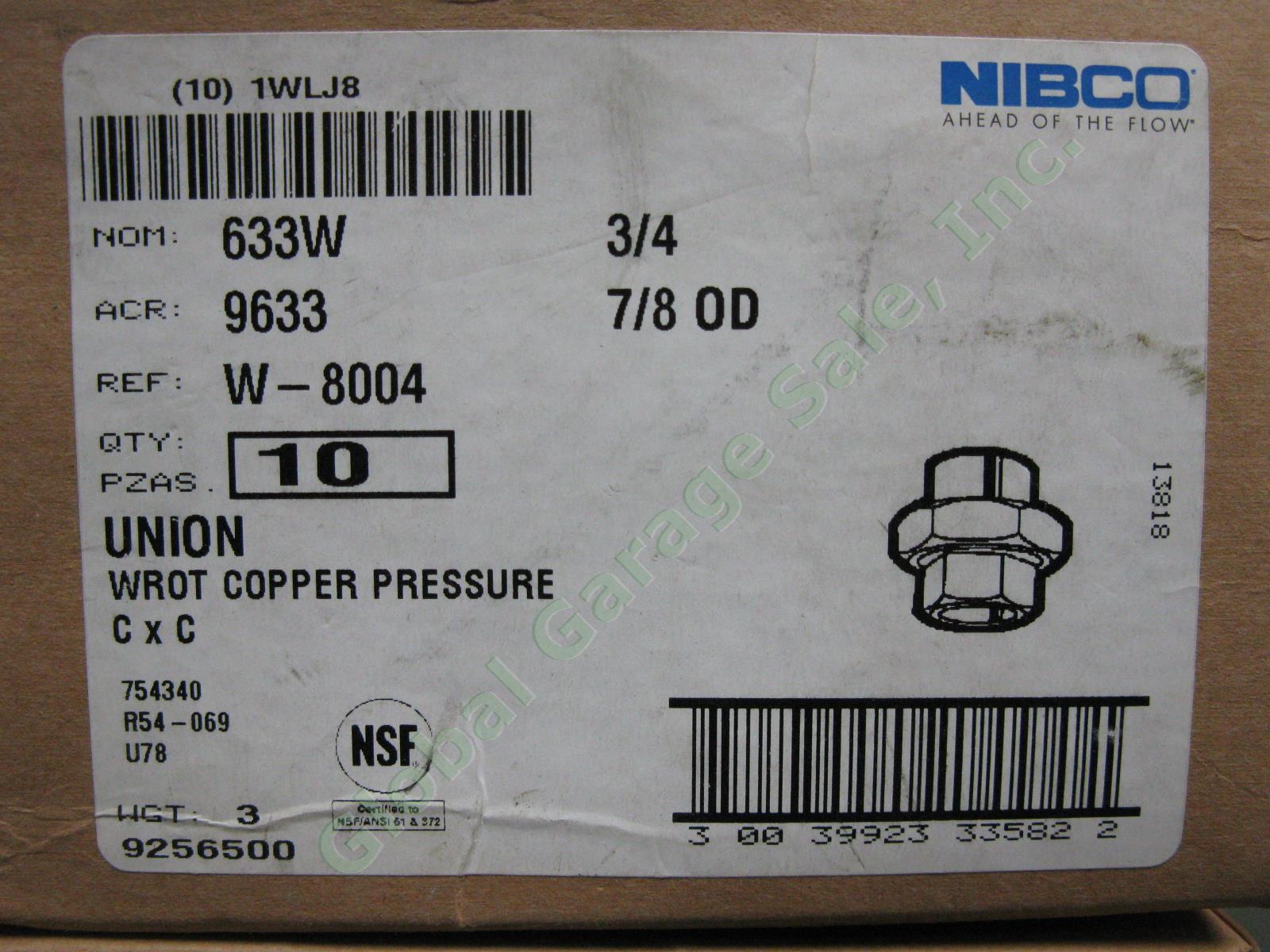 40 New Nibco 3/4" x 7/8" OD CxC Wrot Copper Pressure Union Solder Fittings 633W 1