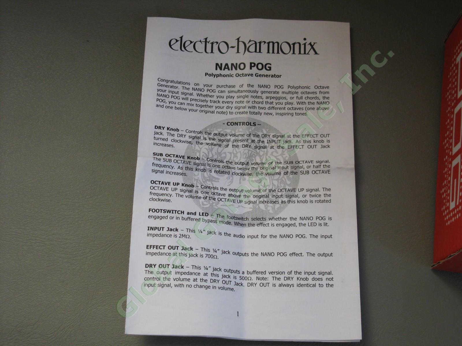 Electro-Harmonix Nano POG Polyphonic Octave Generator Effects Pedal w/Box MINT! 5