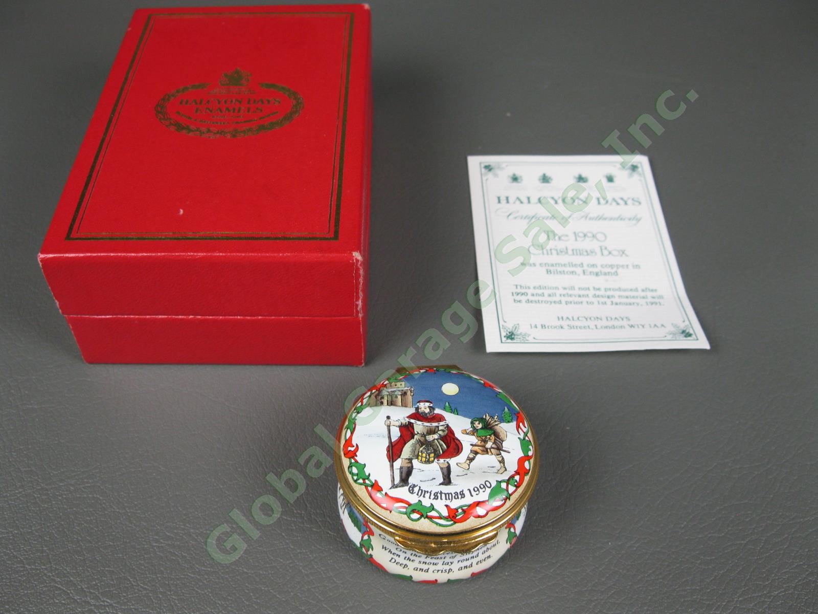 Vintage 1990 Halcyon Days Christmas Gift Enamel Trinket Box Good King Wenceslas