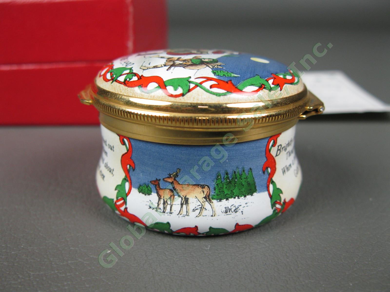 Vintage 1990 Halcyon Days Christmas Gift Enamel Trinket Box Good King Wenceslas 3