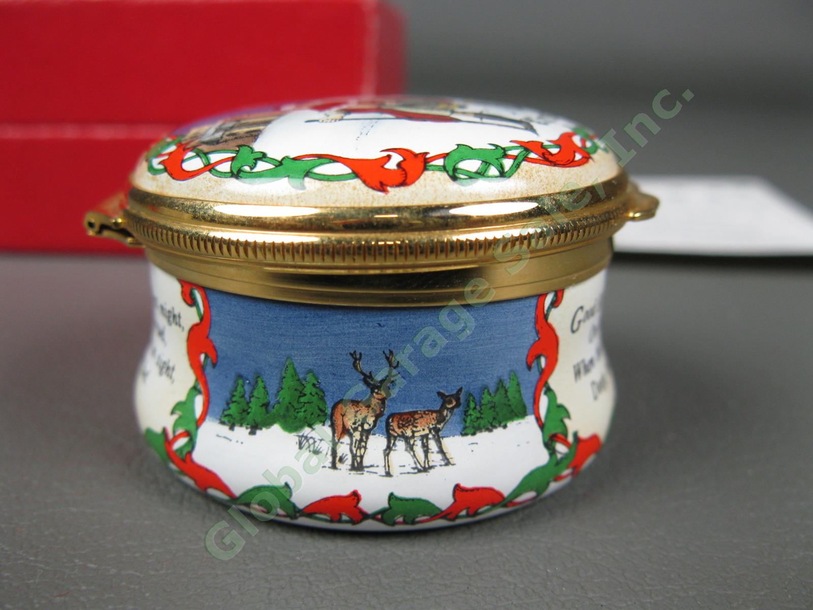 Vintage 1990 Halcyon Days Christmas Gift Enamel Trinket Box Good King Wenceslas 5