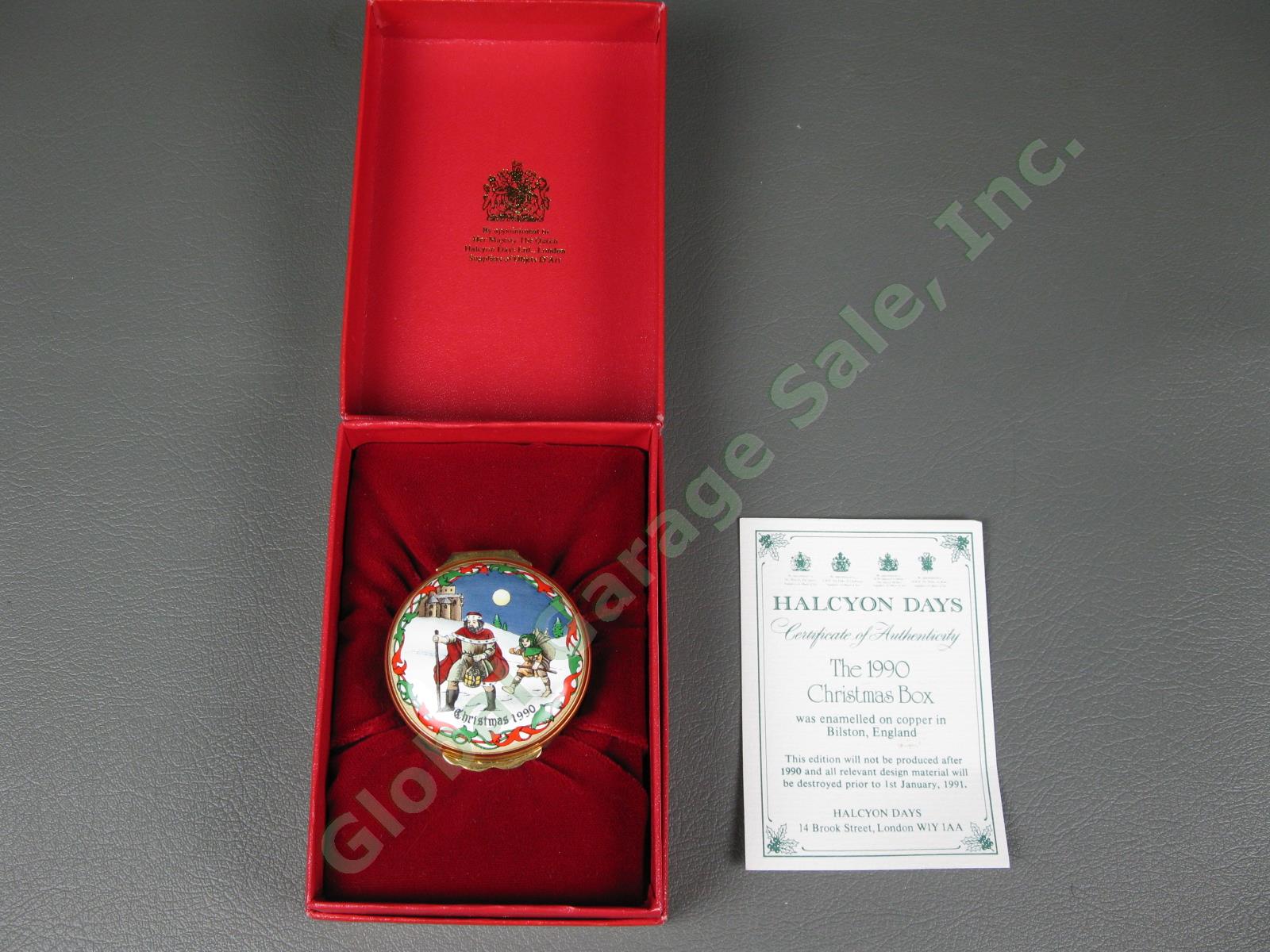 Vintage 1990 Halcyon Days Christmas Gift Enamel Trinket Box Good King Wenceslas 8