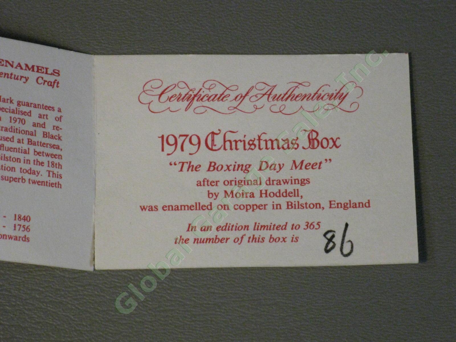 Limited Edition VTG 1979 Halcyon Days Christmas Enamel Box Boxing Meet Fox Hunt 10