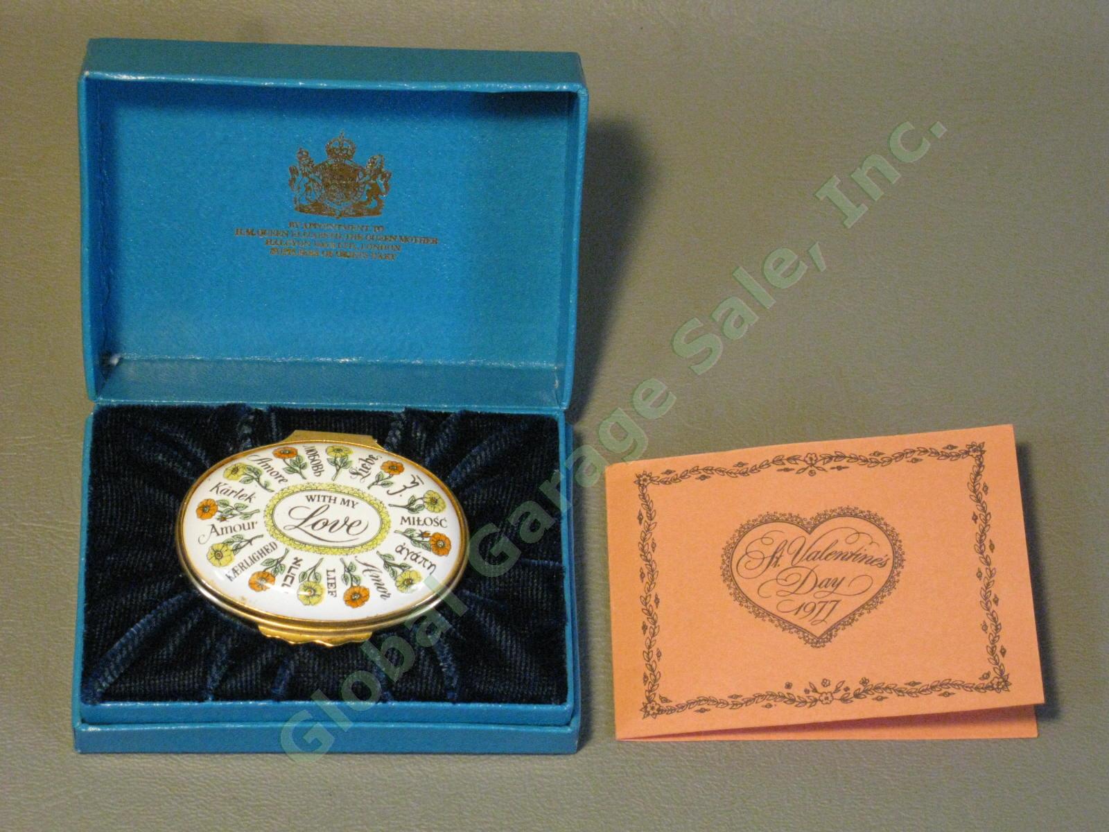 Bilston & Battersea 1977 Halcyon Days Valentines With My Love Enamel Trinket Box 7