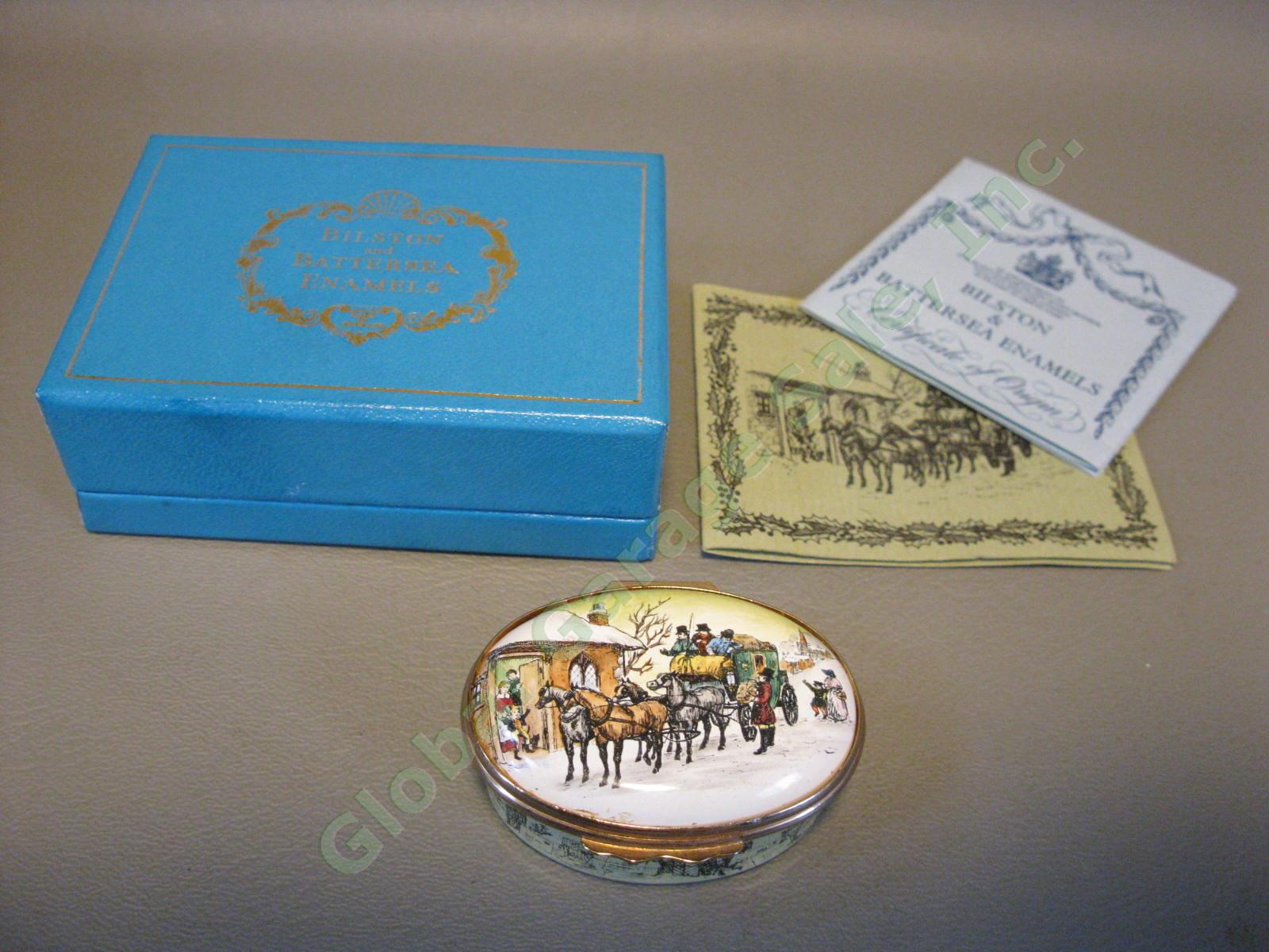 Limited Edition 1977 Halcyon Days Delivering Christmas Mail Enamel Trinket Box