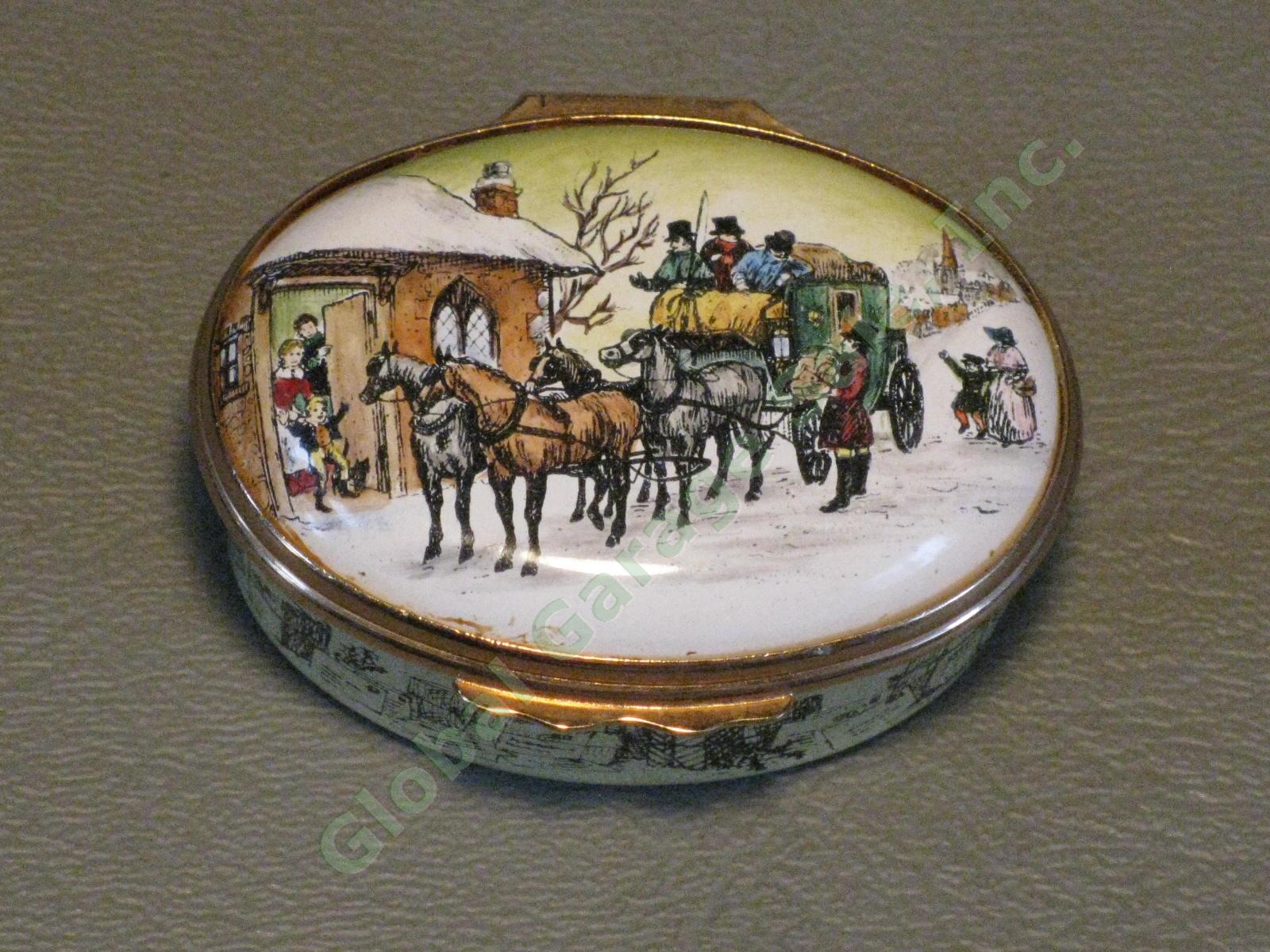 Limited Edition 1977 Halcyon Days Delivering Christmas Mail Enamel Trinket Box 1