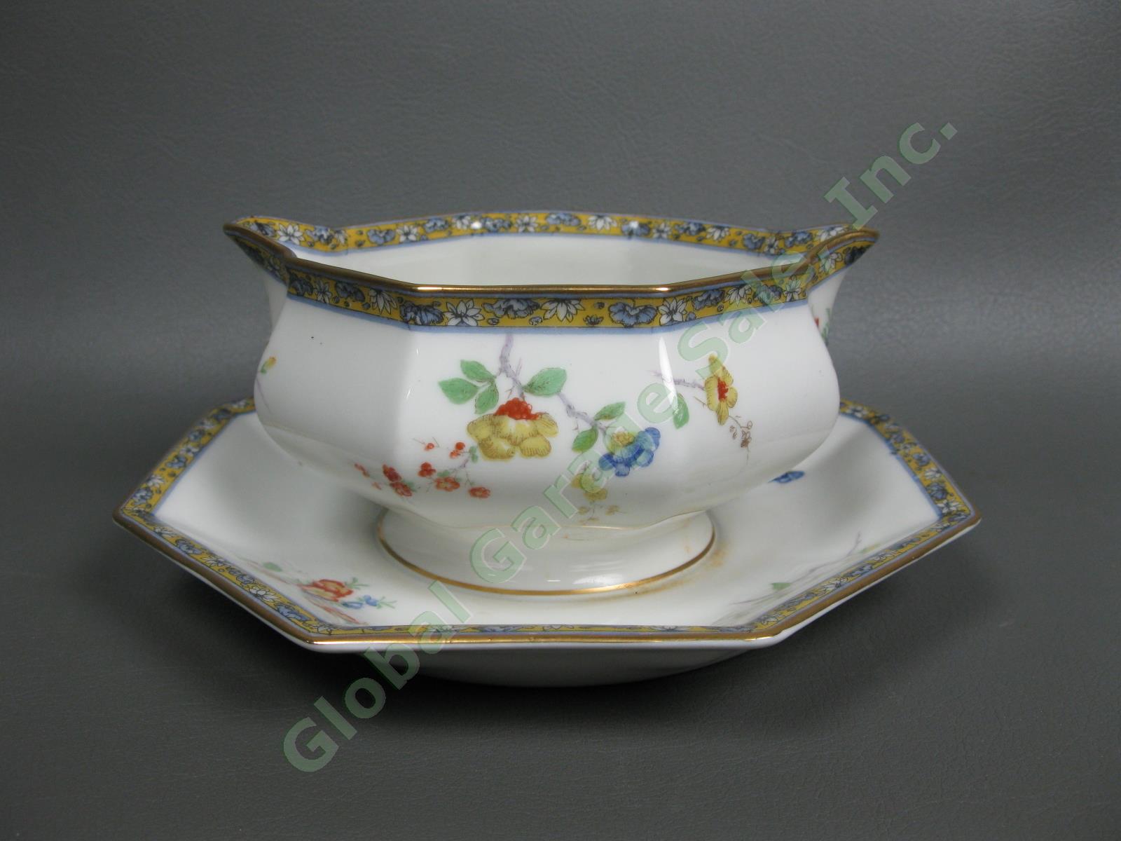 Theodore Haviland Montreux Mongolia Gravy Boat Dish Attached Underplate Limoges