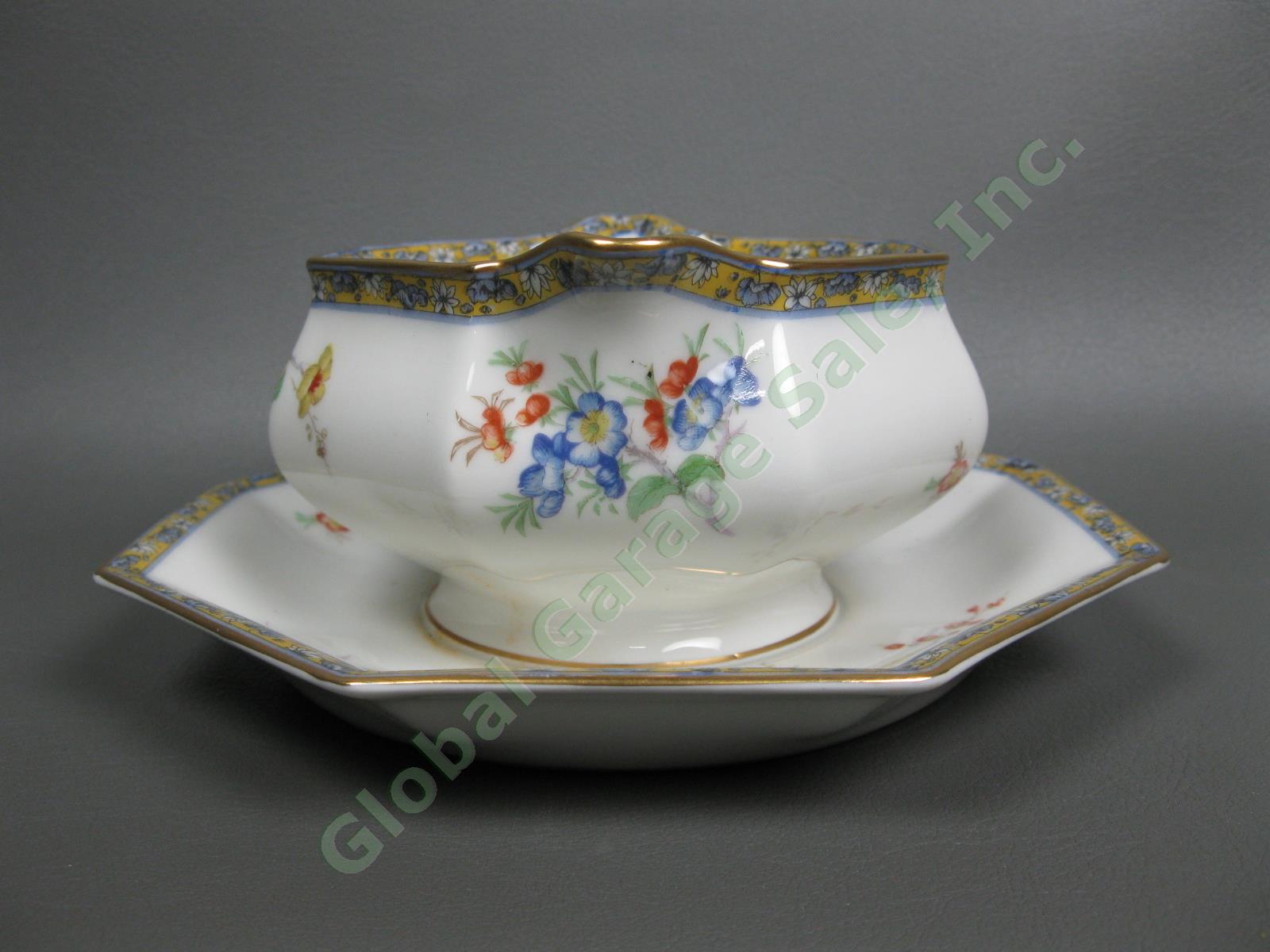 Theodore Haviland Montreux Mongolia Gravy Boat Dish Attached Underplate Limoges 2
