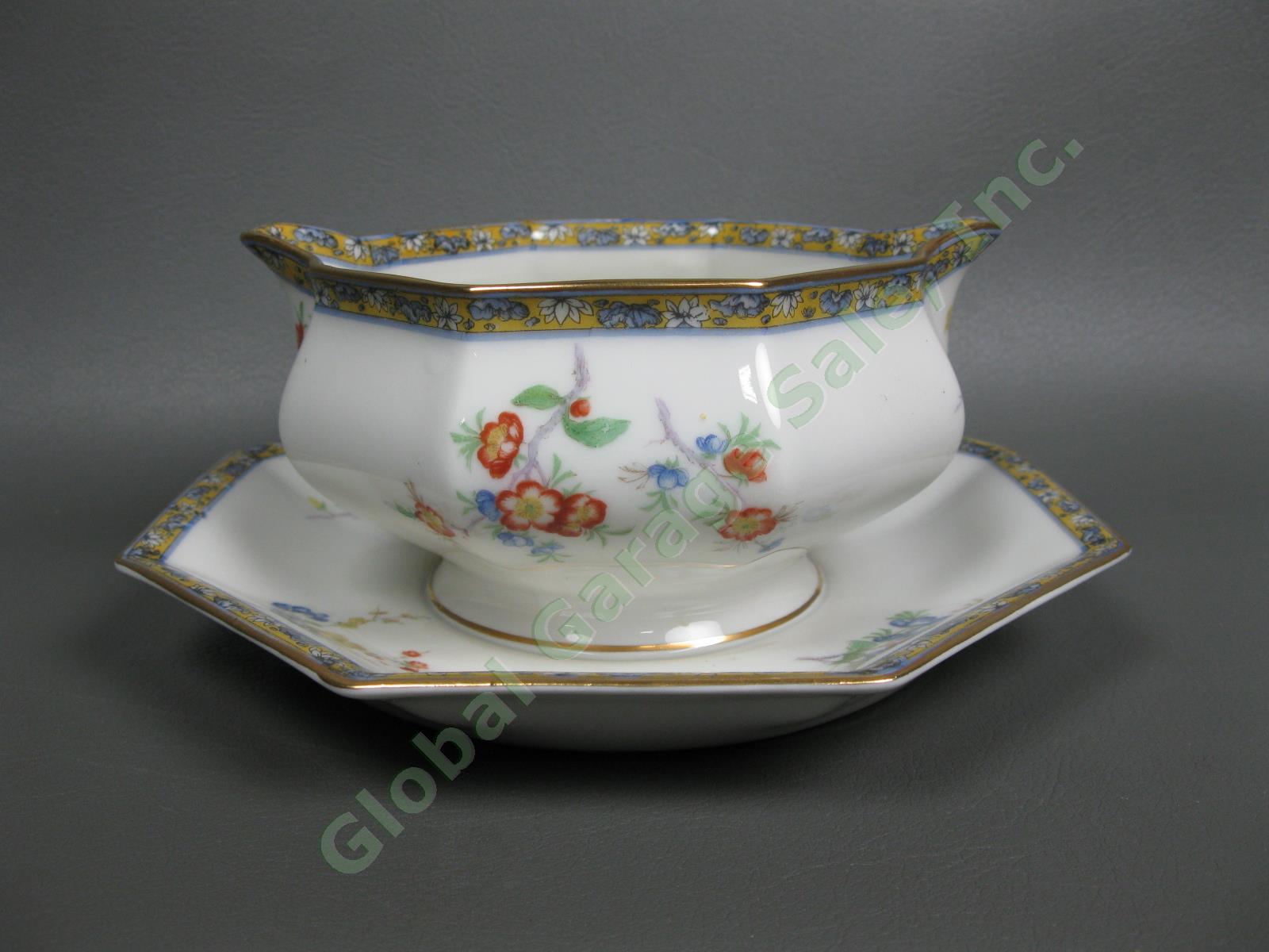 Theodore Haviland Montreux Mongolia Gravy Boat Dish Attached Underplate Limoges 3