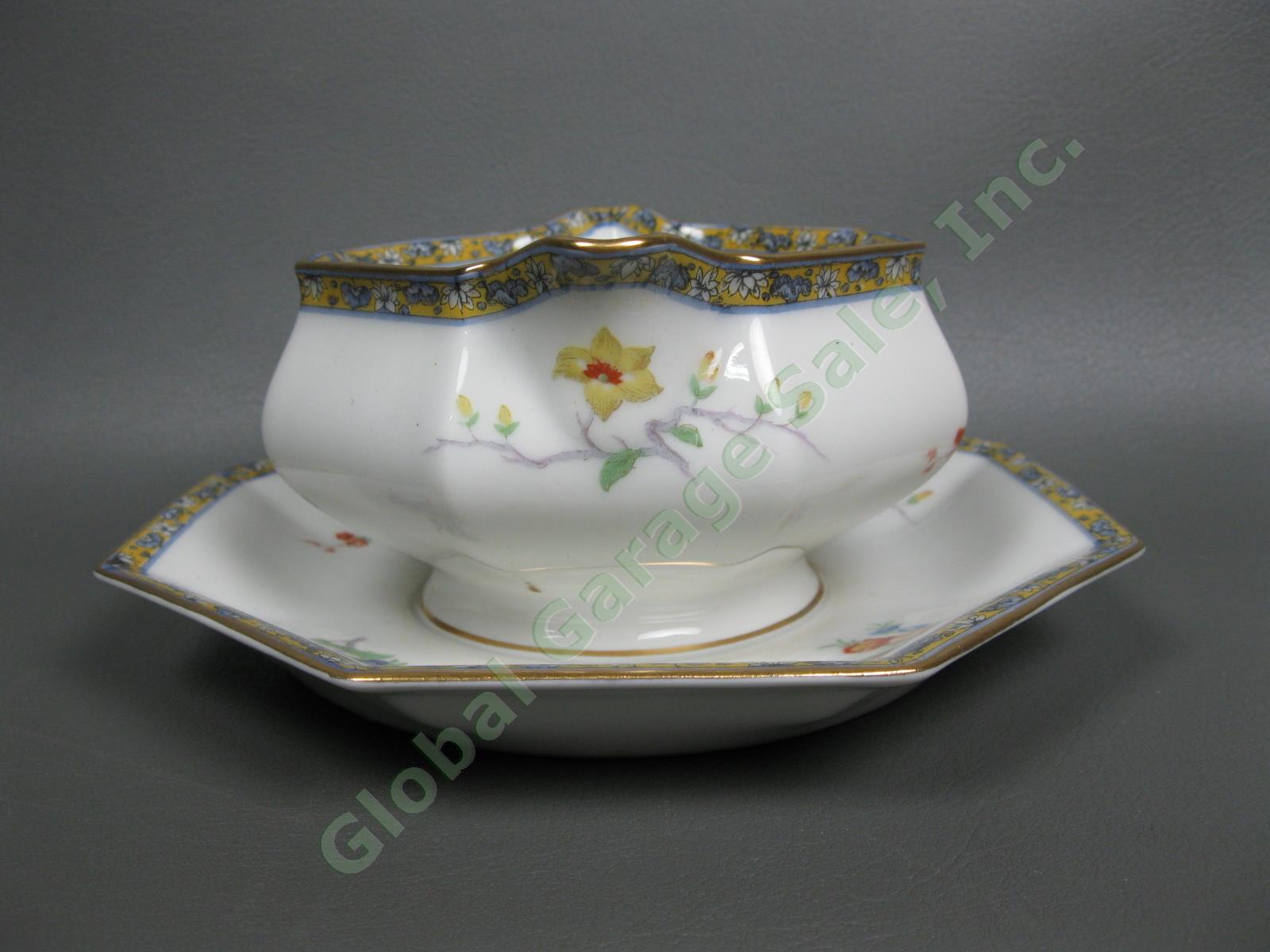 Theodore Haviland Montreux Mongolia Gravy Boat Dish Attached Underplate Limoges 4