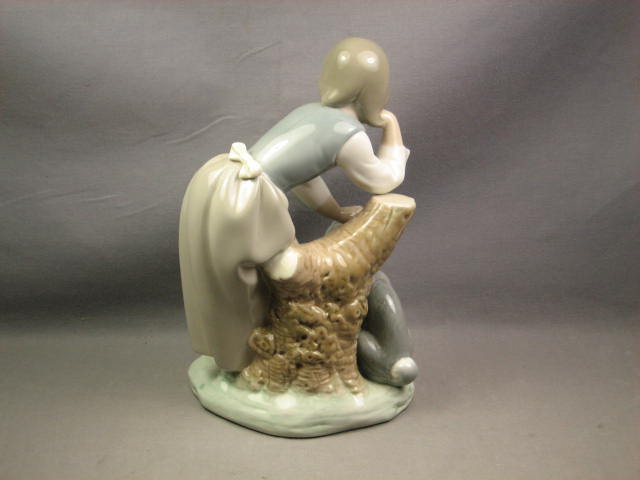 Vintage Retired Lladro Caress And Rest 1246 Girl Resting Petting Dog Figurine 4