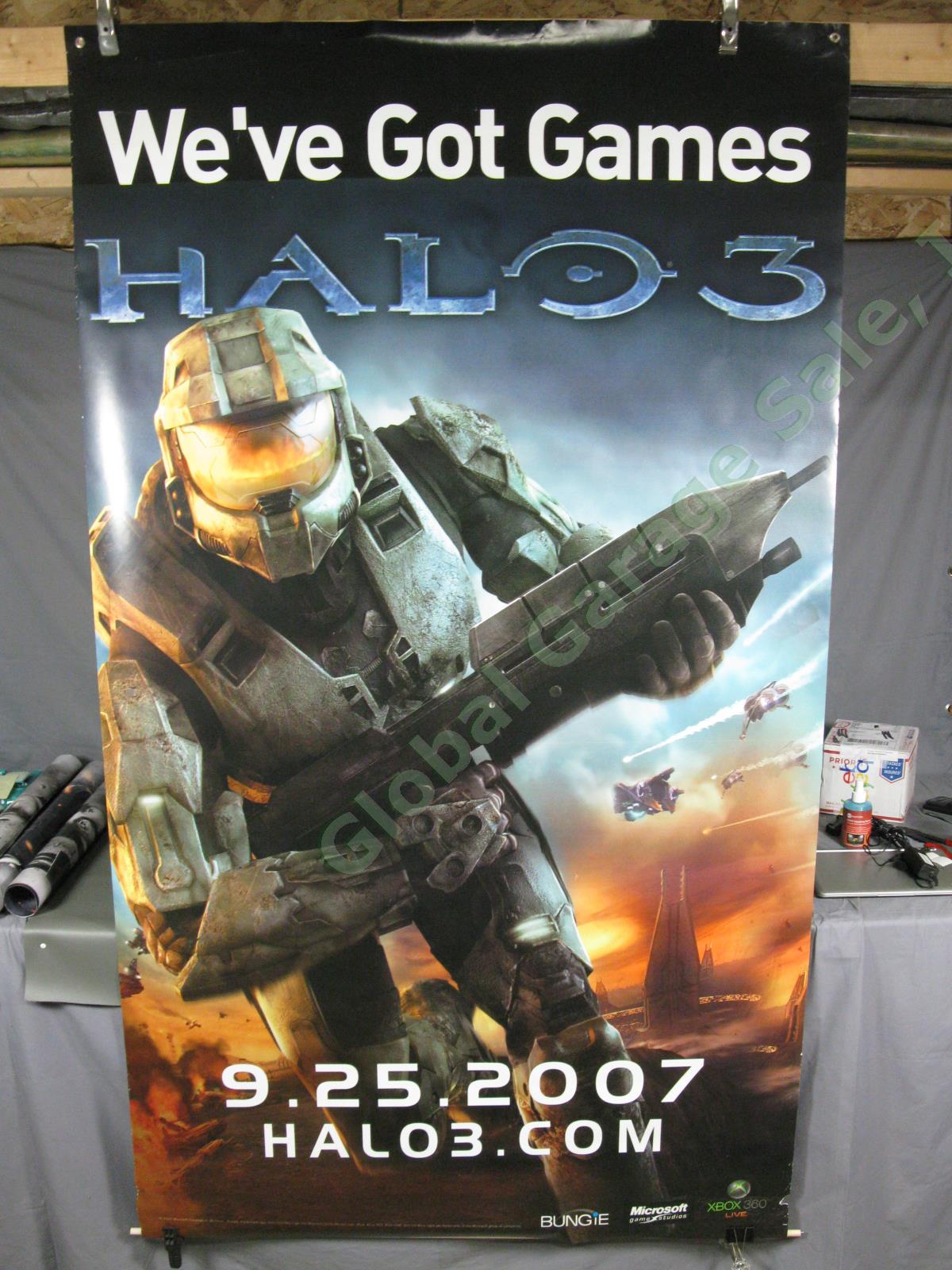 HUGE RARE Halo 3 Master Chief Xbox Video Game Original Store Promo Poster Banner