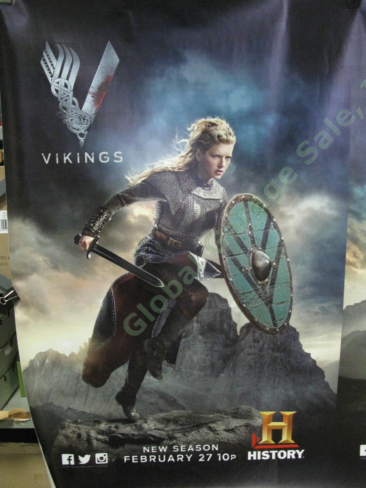 Vikings A&E Original TV Show Store Window Display Sticker Banner Bjorn Lagertha 1
