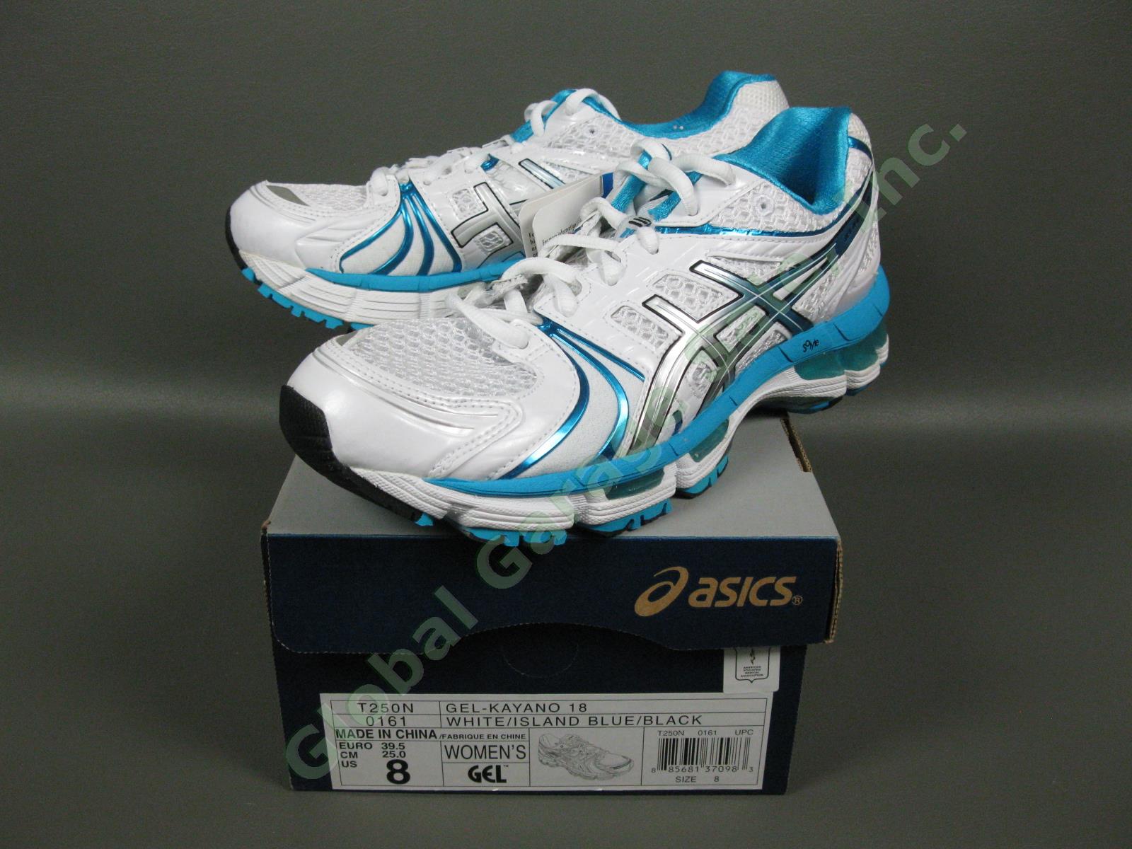 NEW Asics Gel Kayano-18 Womens White/Blue Running Sneakers Pair Size US-8 Shoes