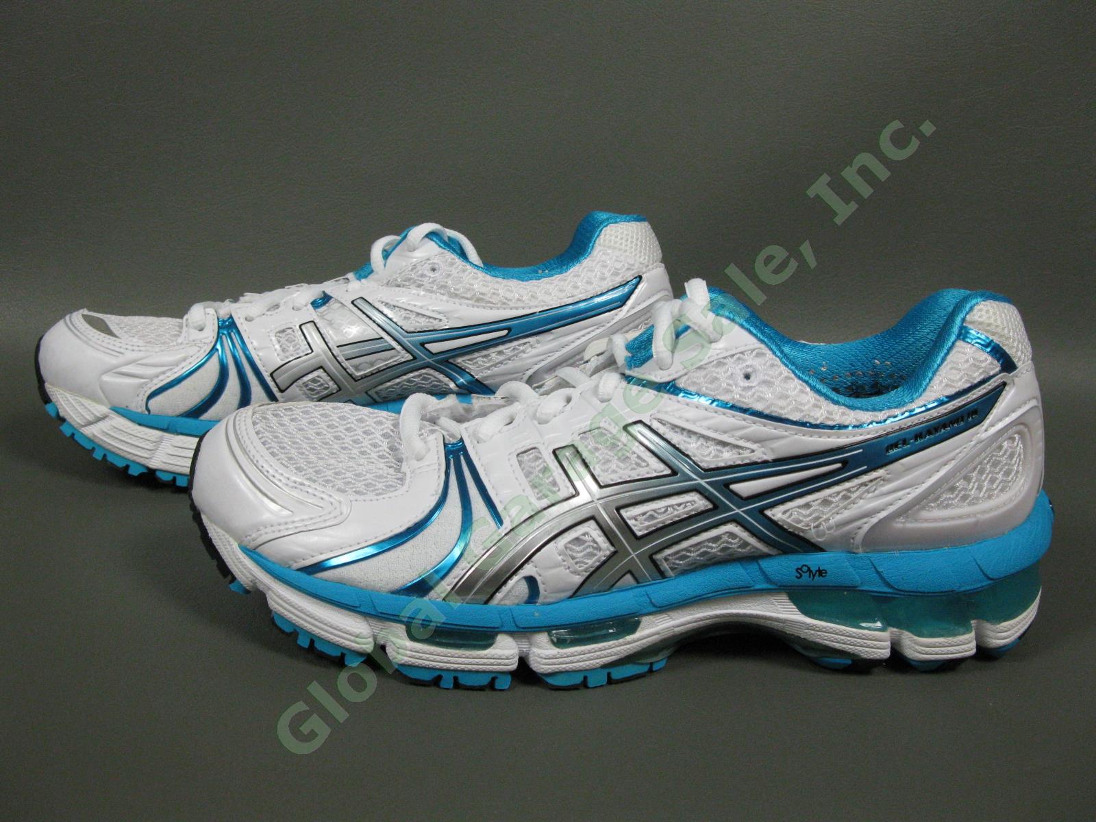 NEW Asics Gel Kayano-18 Womens White/Blue Running Sneakers Pair Size US-8 Shoes 1