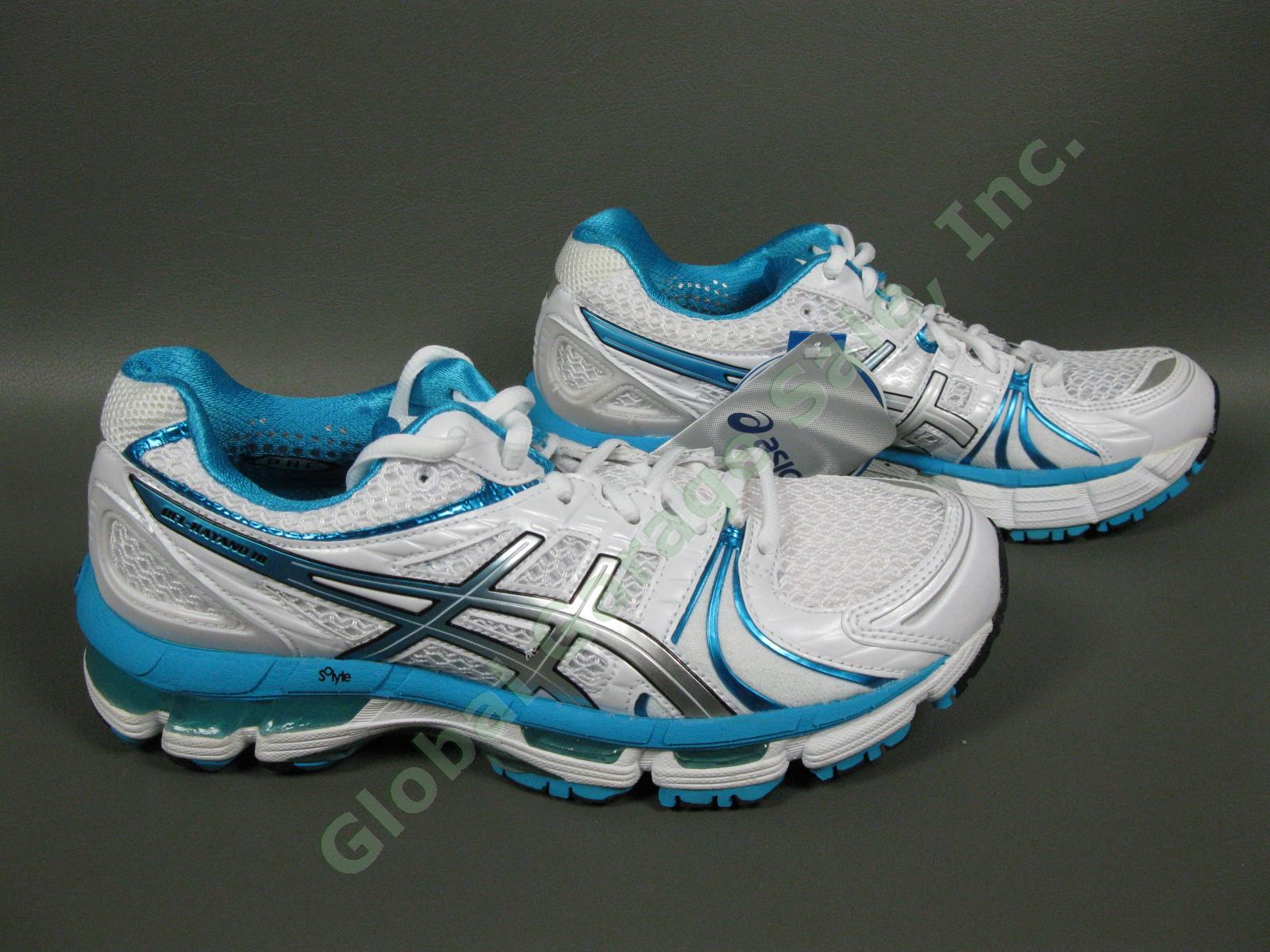 NEW Asics Gel Kayano-18 Womens White/Blue Running Sneakers Pair Size US-8 Shoes 3