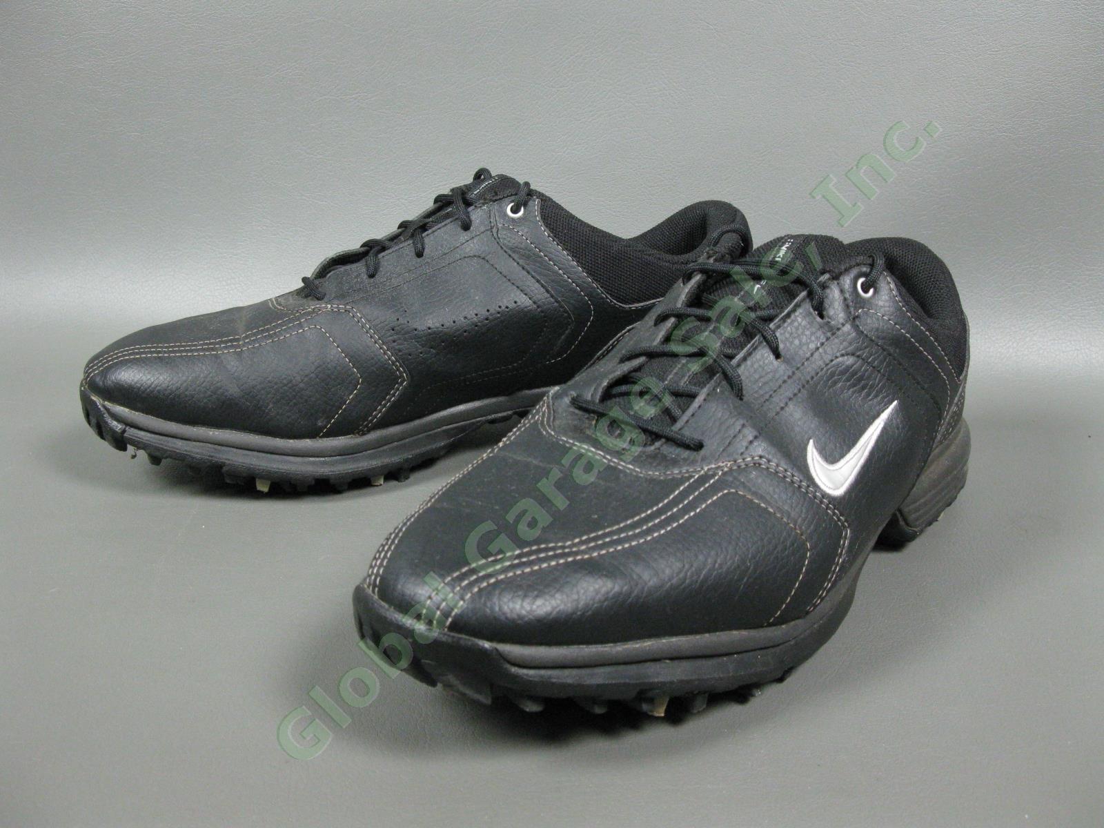 Nike Heritage Mens Leather Golf Shoe Pair Size 10 Black White Athletic Shoes