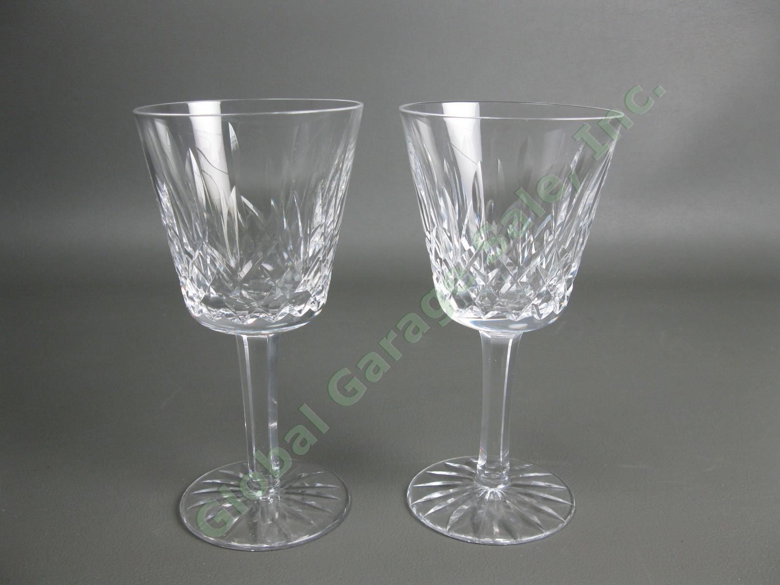 2 Original VTG Waterford Crystal Lismore Claret Wine 5-7/8" Goblet Cut Glass Set