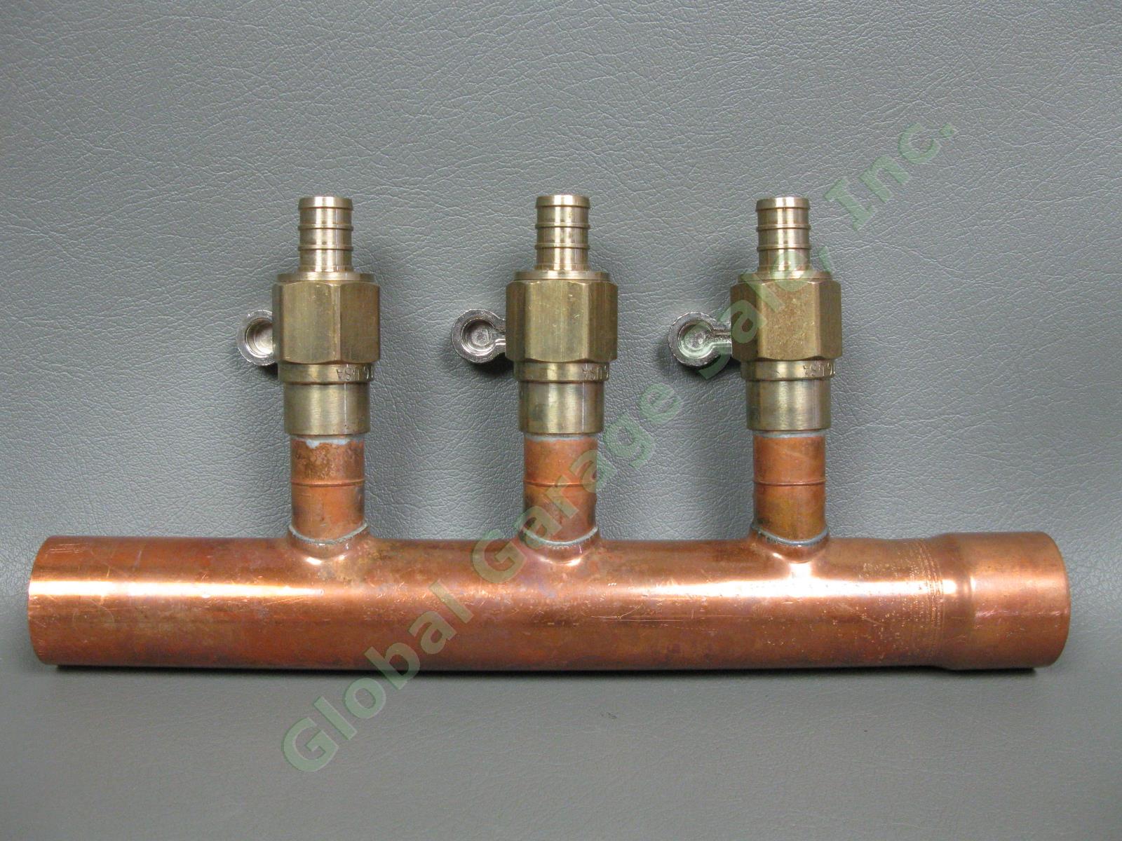 NEW 3-Port 1" Copper Plumbing Manifold Sweat 9" Pipe Brass Ball Valves NSF-61-G 1