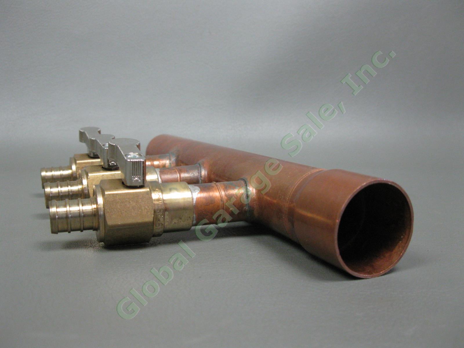 NEW 3-Port 1" Copper Plumbing Manifold Sweat 9" Pipe Brass Ball Valves NSF-61-G 3