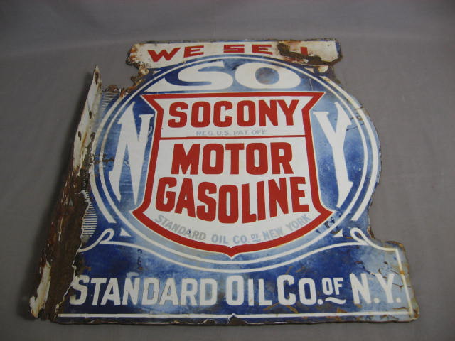 Vintage Socony Standard Oil NY 2-Sided Porcelain Sign 3