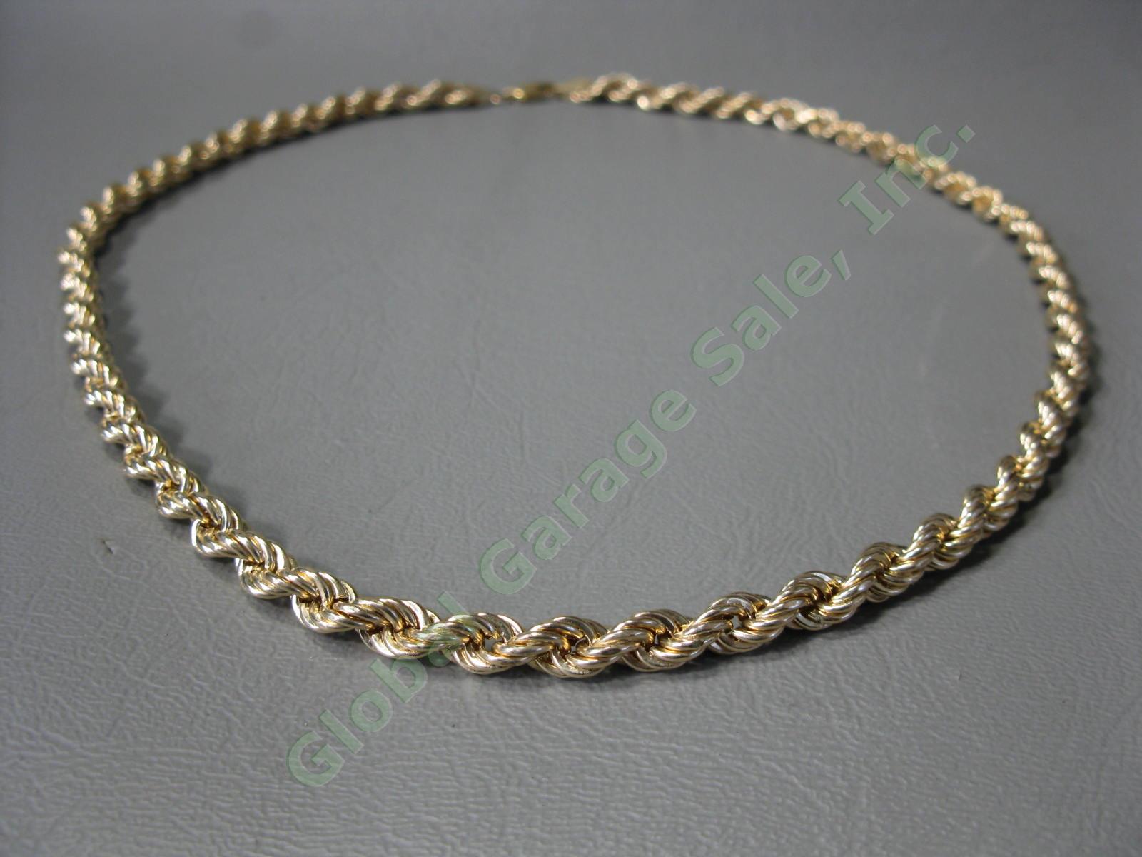 Vintage 10K Yellow Gold Braided 20" Twisted Hollow Rope Link Necklace 9.7 Grams