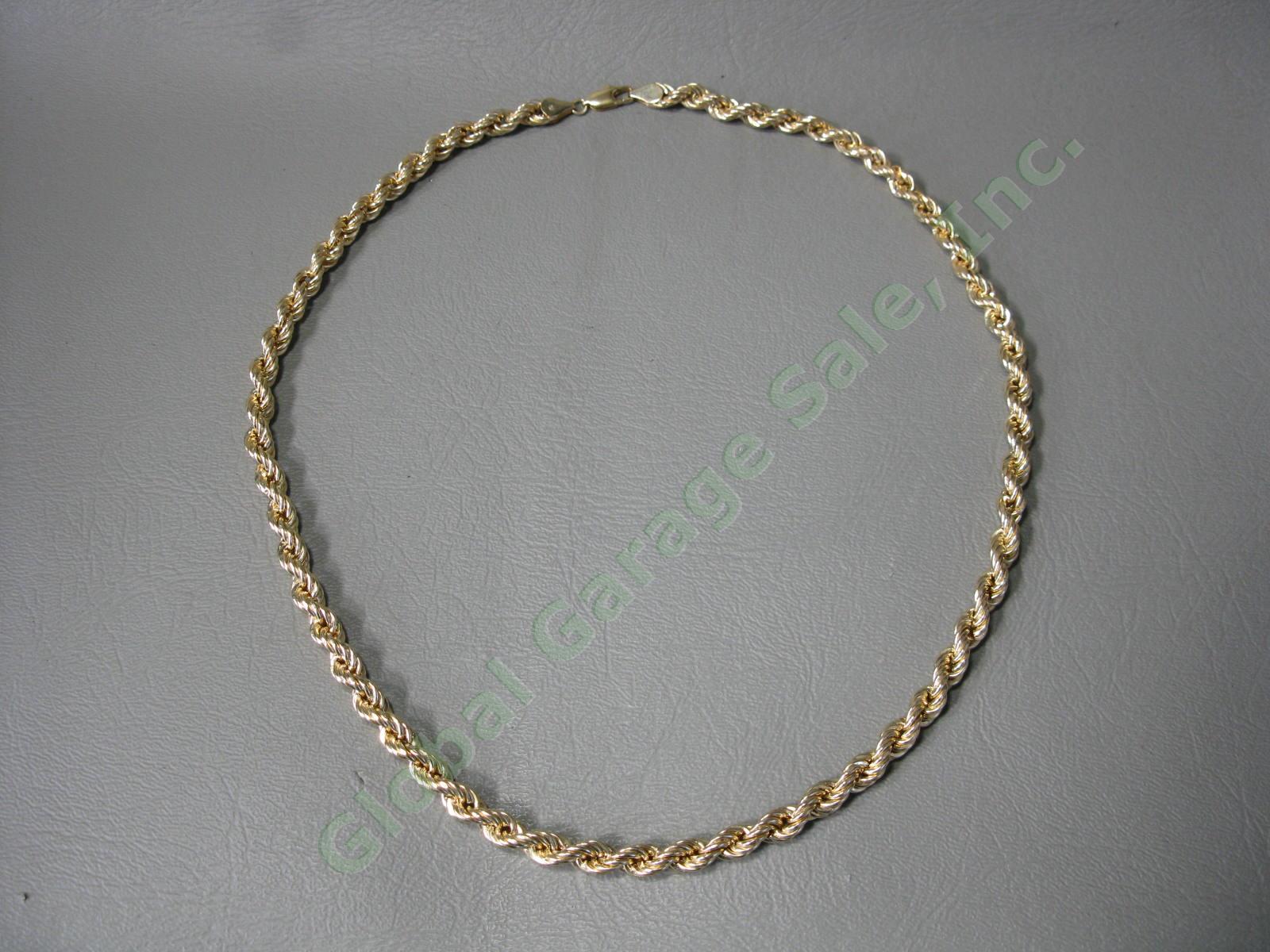 Vintage 10K Yellow Gold Braided 20" Twisted Hollow Rope Link Necklace 9.7 Grams 2
