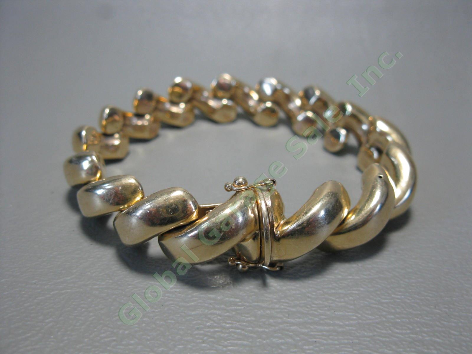 Vintage Heavy Aurafin Italy 14k Yellow Gold Link 7" Twist Rope Bracelet 29 Grams 1