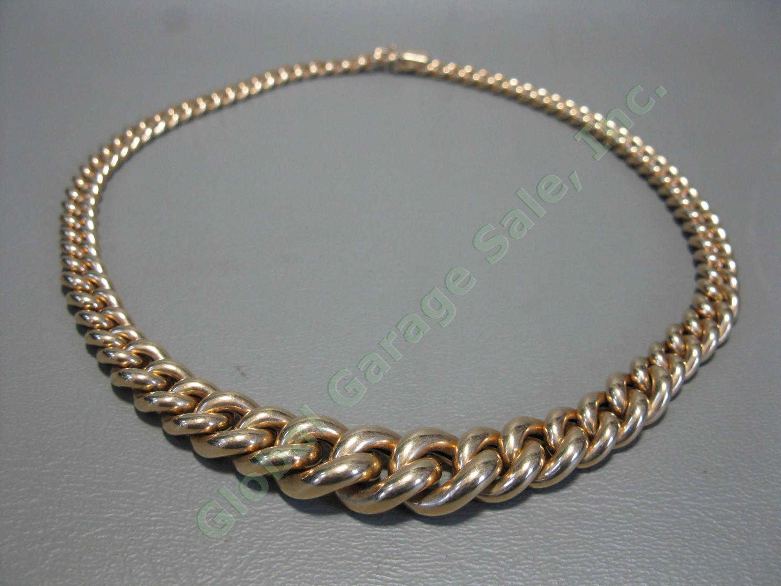 Heavy Vior 14k Solid Yellow Gold Link Chain 17" Necklace Choker 34 Grams Italy