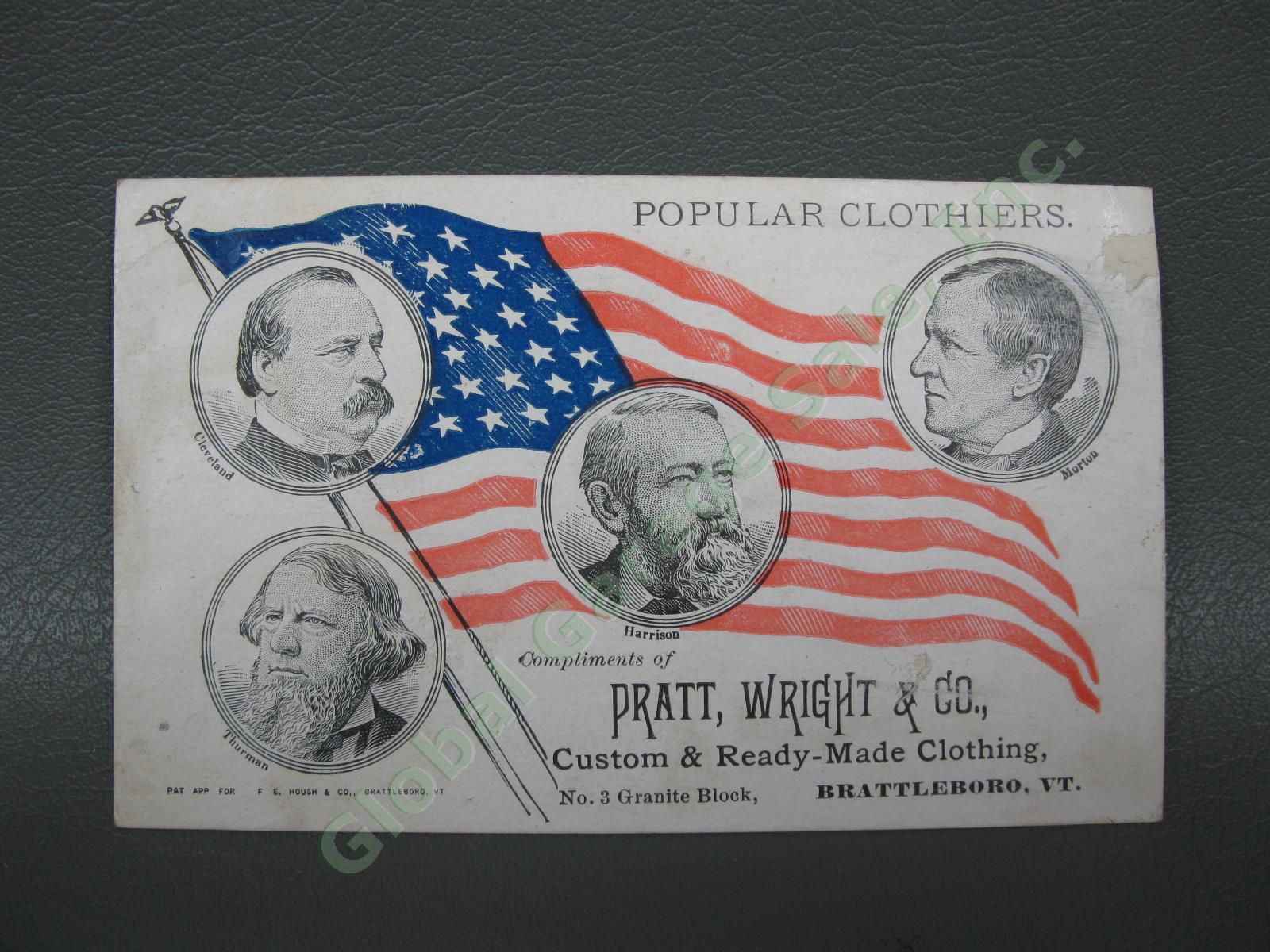 1884 US Presidential Popular Vote Trade Card Grover Cleveland First Democrat Win