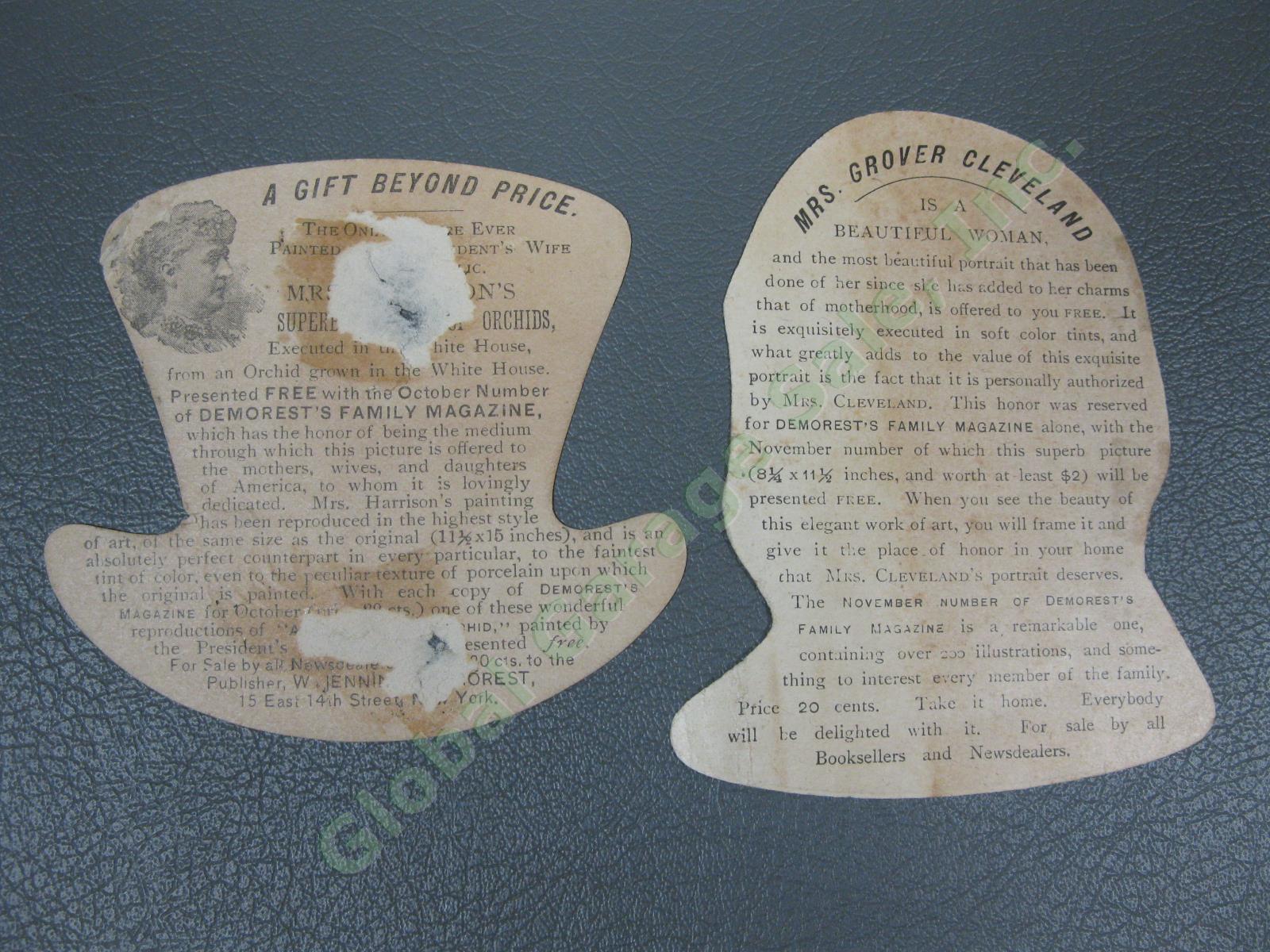1892 Presidential Ad Slip Cutout Set Grover Cleveland Harrison Demorest Magazine 1