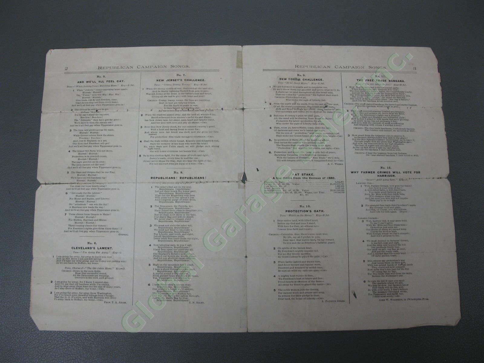 1888 Benjamin Harrison US Presidential Republican Campaign Sheet Music Song Book 1