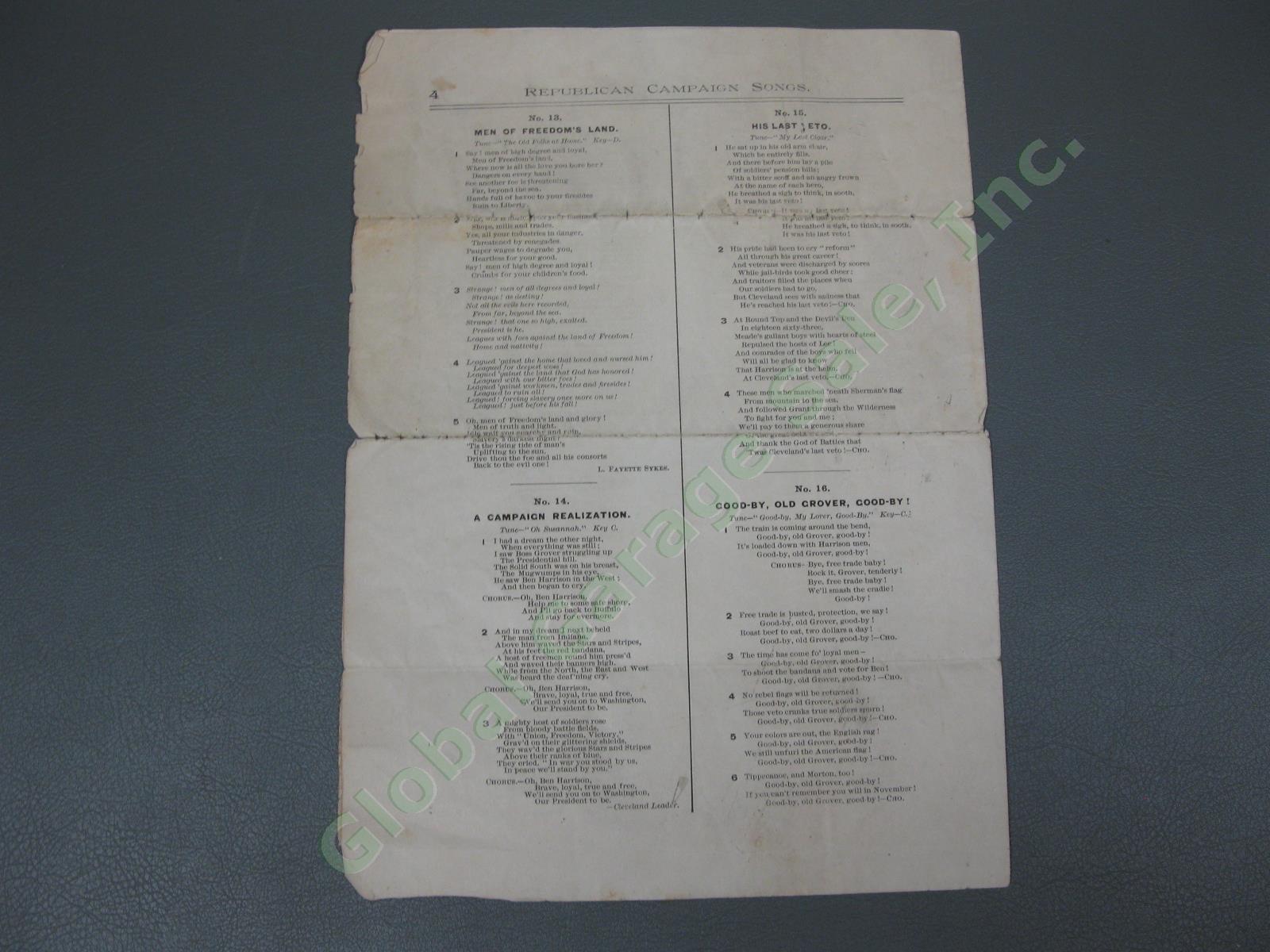 1888 Benjamin Harrison US Presidential Republican Campaign Sheet Music Song Book 2